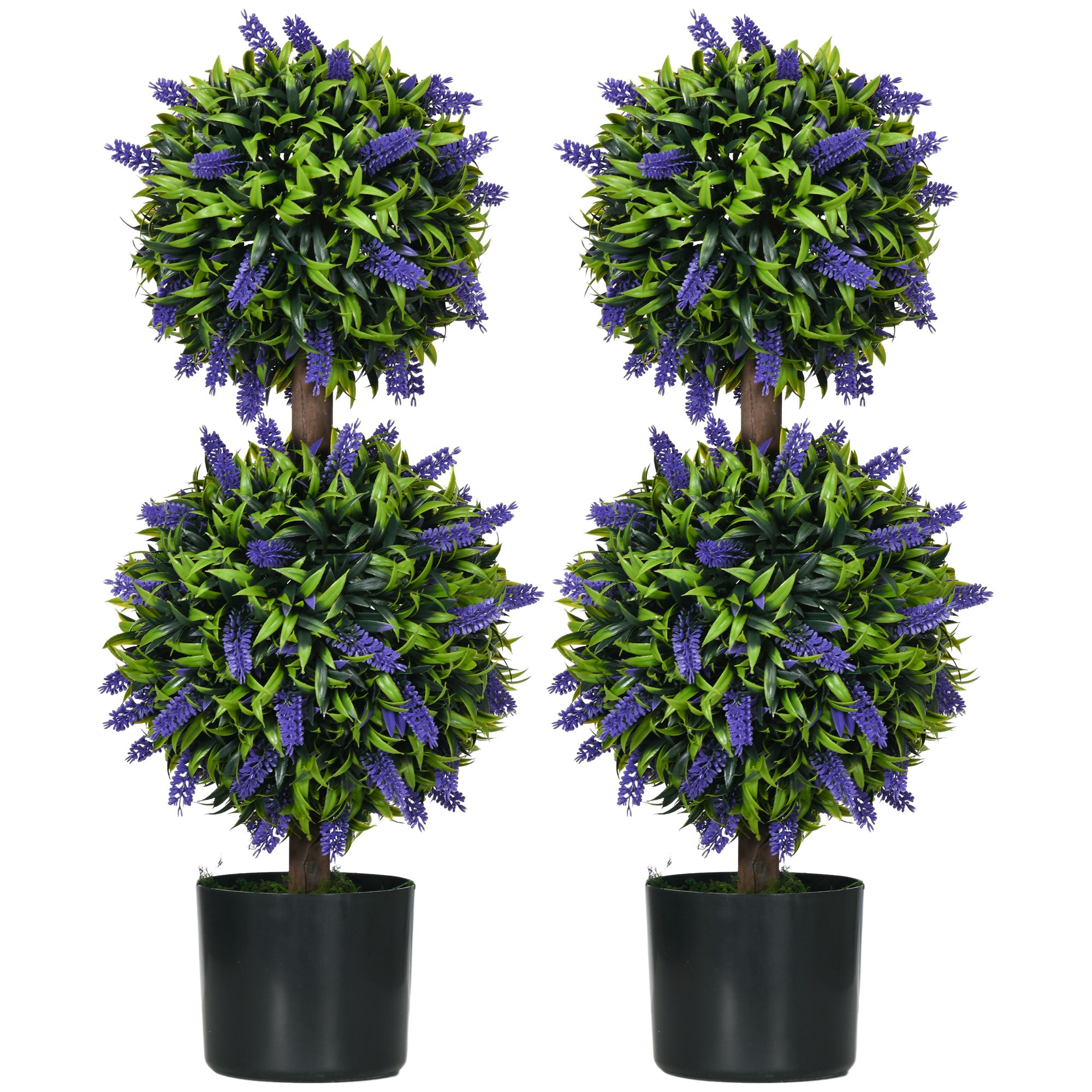 HOMCOM 2er-Set Künstliche Pflanzen, UV-beständige Kunstpflanze im Blumentopf, 70 cm Zimmerpflanze für Wohnzimmer, Garten