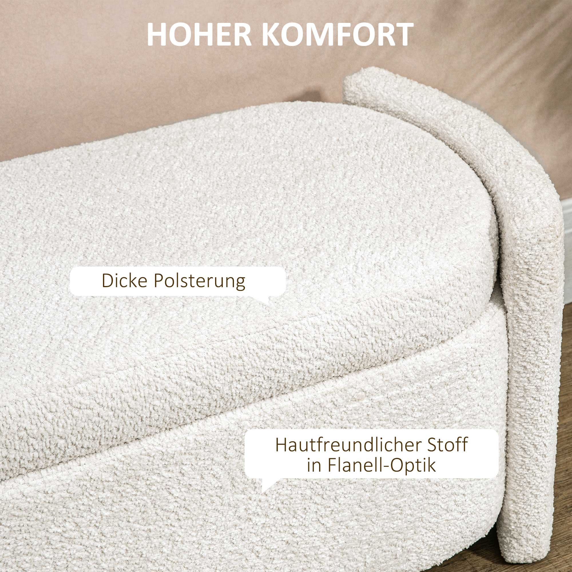 HOMCOM Sitzbank mit Stauraum Flurbank Schuhbank, gepolstert,  105 cm x 44 cm x 45,5 cm. Creme/Beige