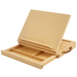 Vinsetto Tischstaffelei, kleine Staffelei, 1 Schublade, 3 Fächer, Massivholz, Natur, 33,5cm x 26cm x 26cm