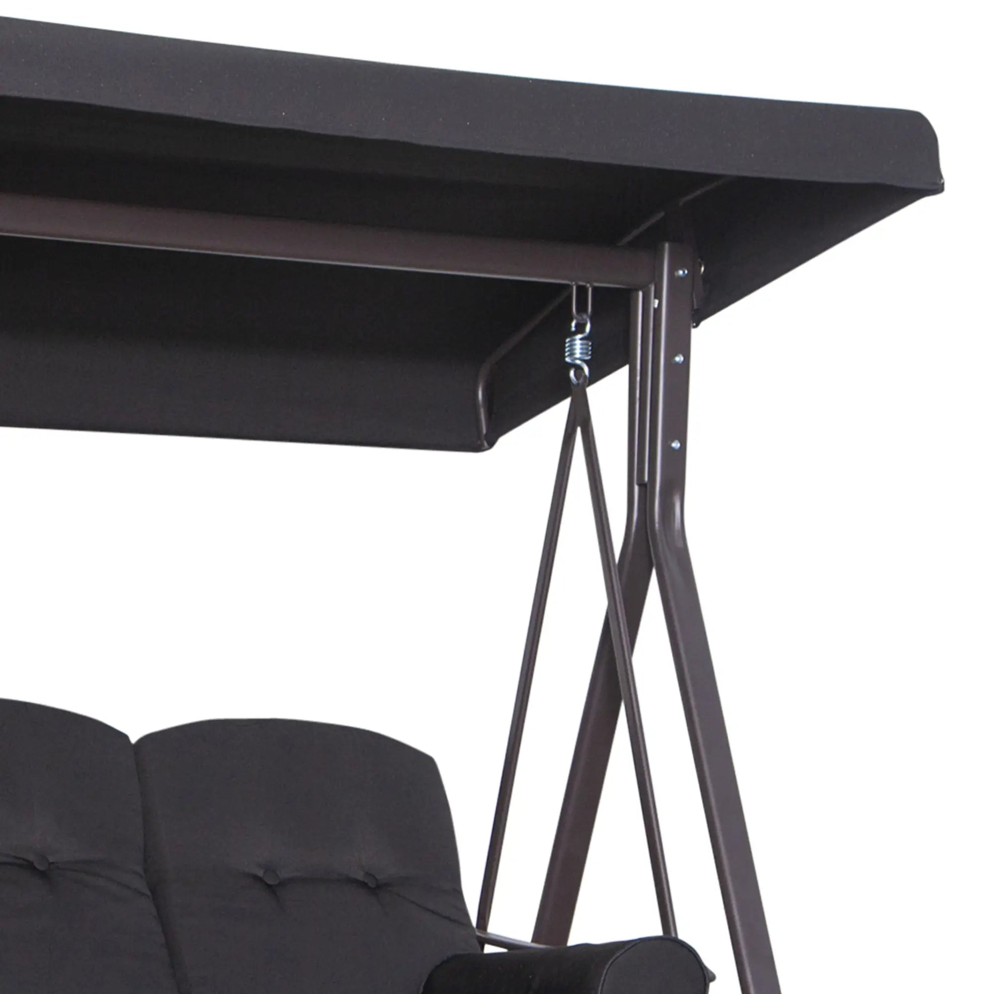 Outsunny 3-Sitzer Hollywoodschaukel mit Sonnendach & Kissen – Schwarz