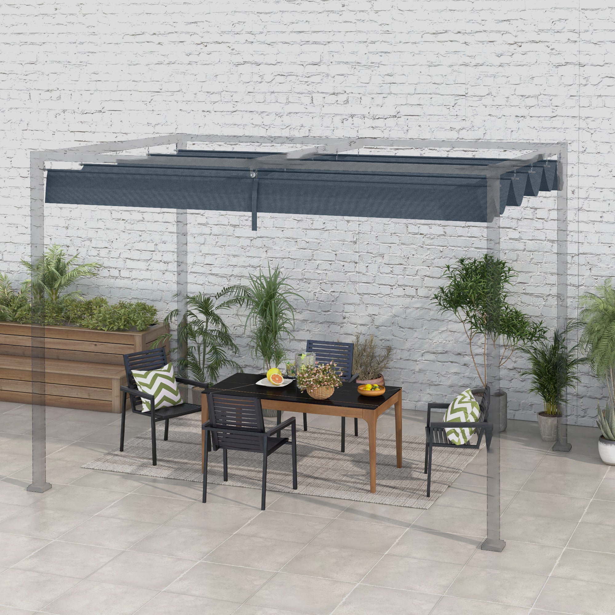 Ersatzdach für Pergola 3x2,5 m, UV-Schutz, Dunkelgrau