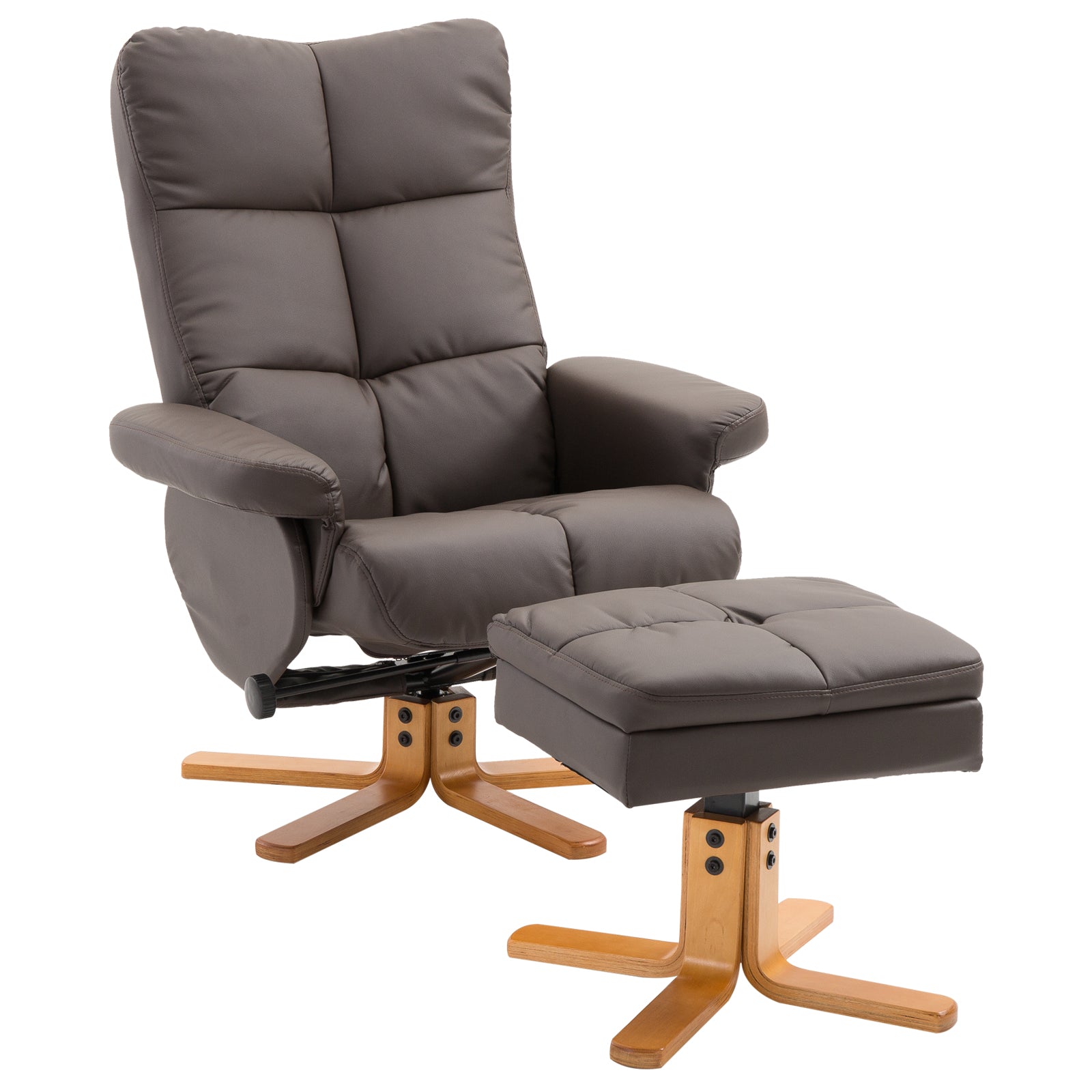 HOMCOM Relaxsessel mit Hocker Stauraum 360° drehbar Braun