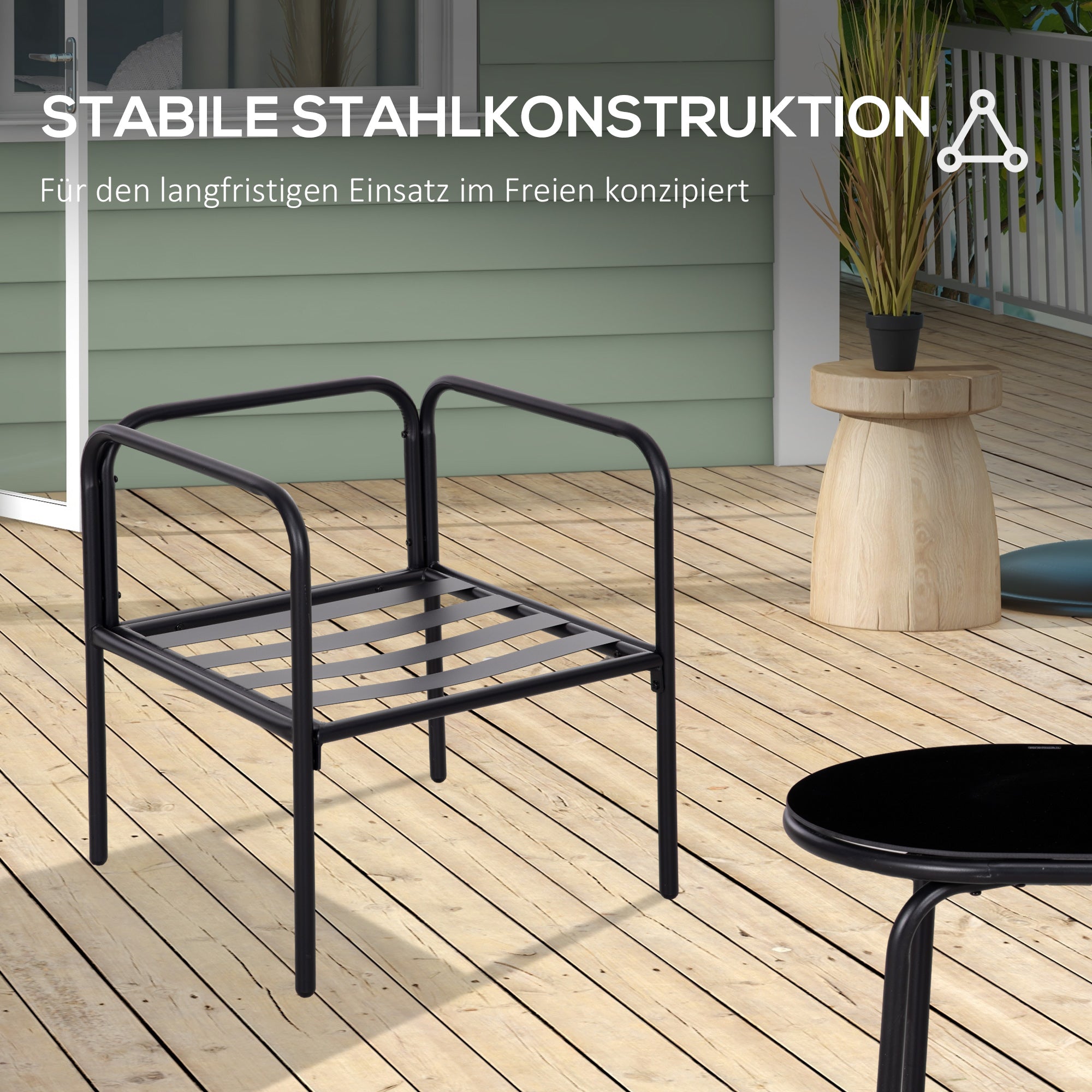 Outsunny Gartensofa-Set Rattan-Sofa-Set, Boho-Stil, wettereständig, 116 cm x 58 cm x 66 cm, Khaki