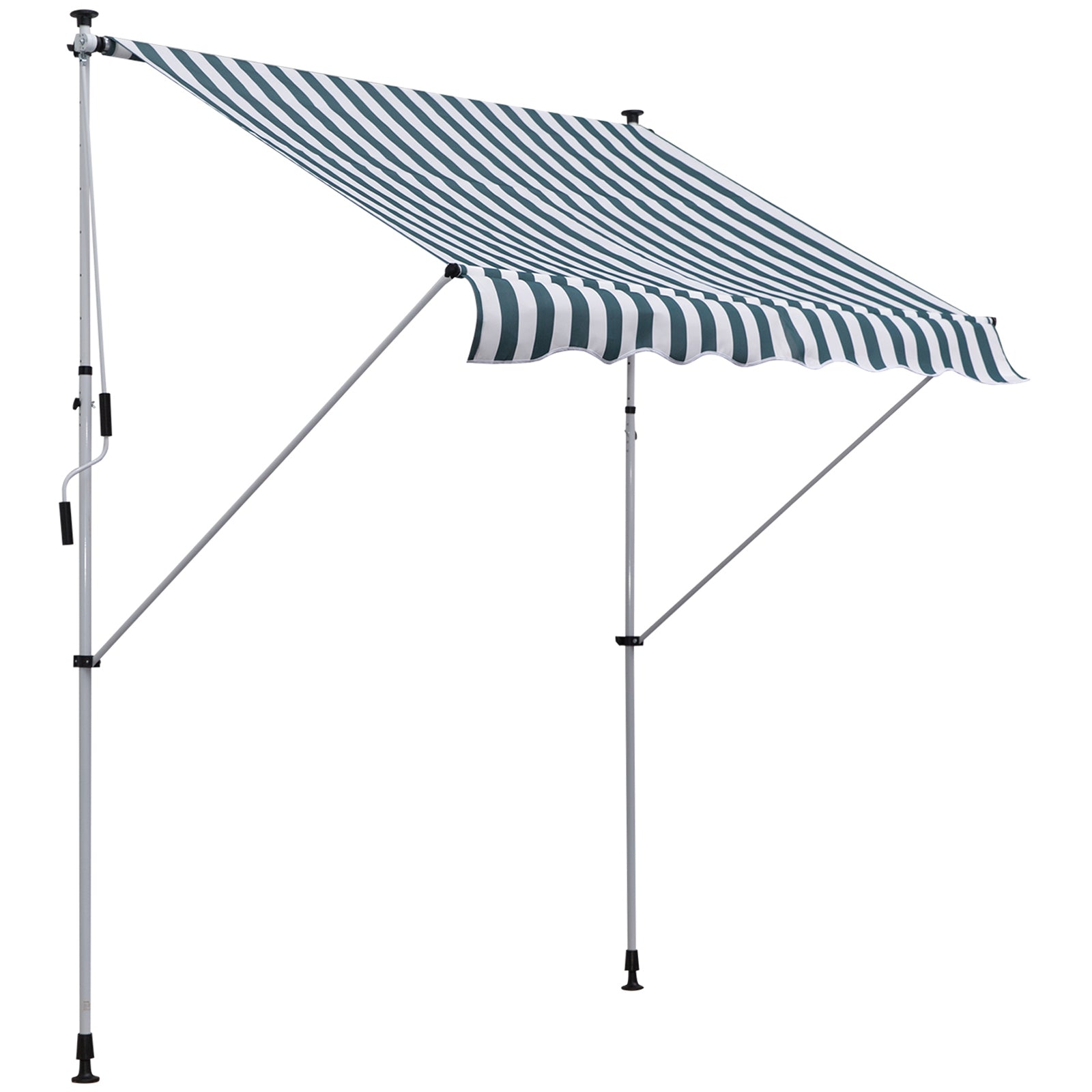 Outsunny Klemmmarkise mit Handkurbel höhenverstellbar Gelenkarmmarkise schmutzabweisend, witterungsbeständig Balkonmarkise 150cm breit Terrassenmarkise für Terrasse Balkon Veranda Grün