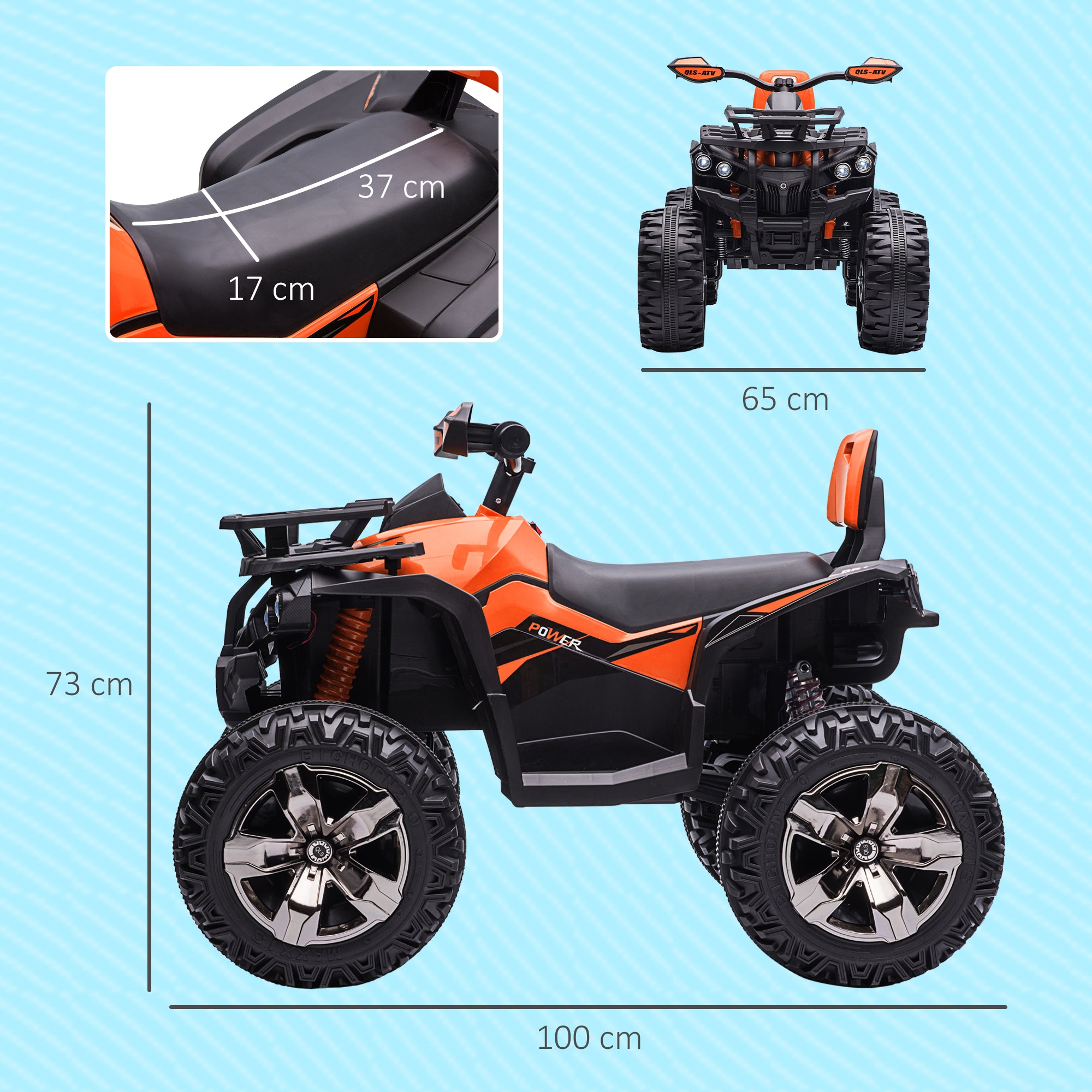 HOMCOM 12V Kinderfahrzeug mit Vorwärts-, Rückwärtsfunktion, MP3-Musikplayer, Scheinwerfer, 3-8 km/h, 3-5 Jahre, Orange