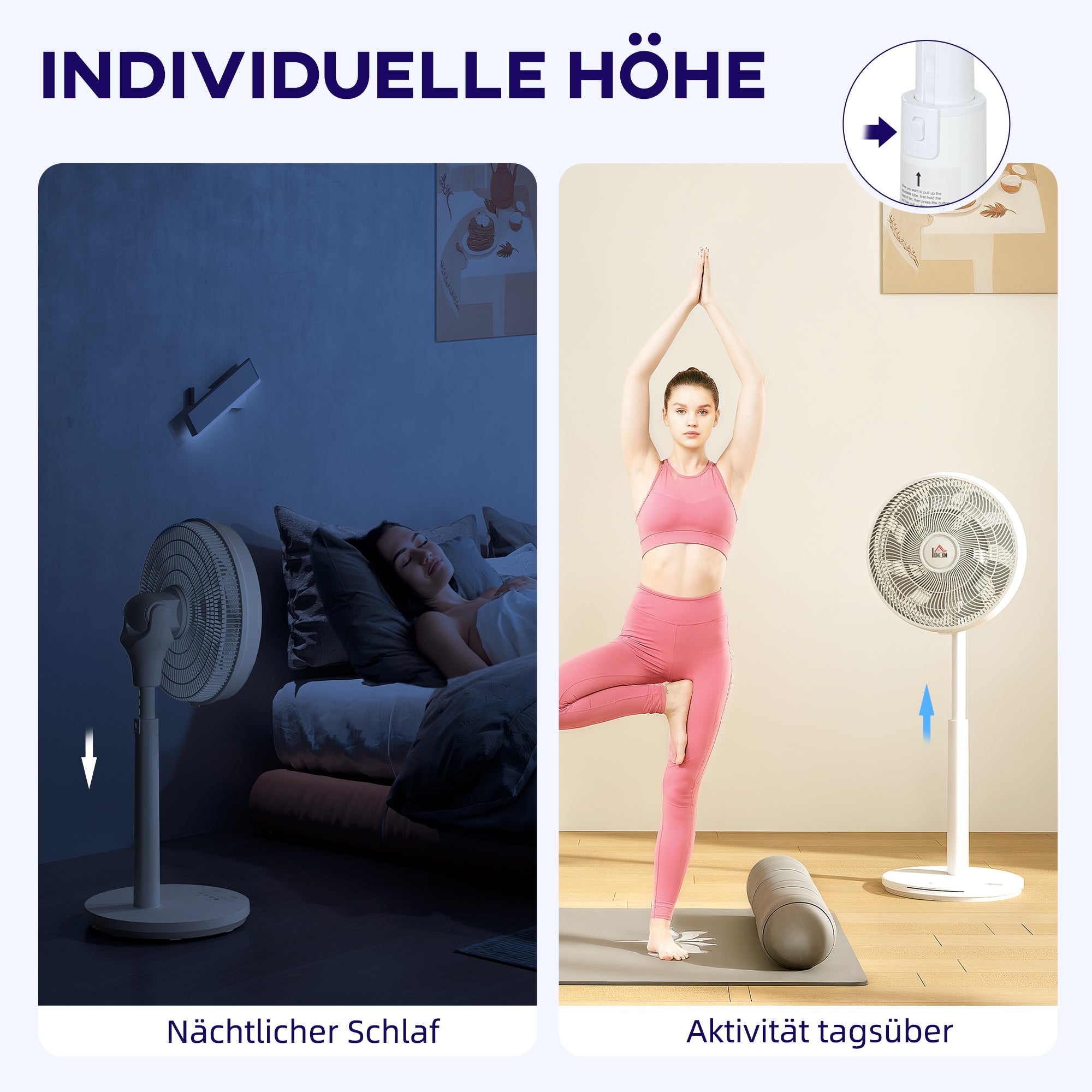 HOMCOM Ventilator, Klimaanlage, 3 Modi, LED-Anzeige, schwenkbar, Kunststoff, Weiß