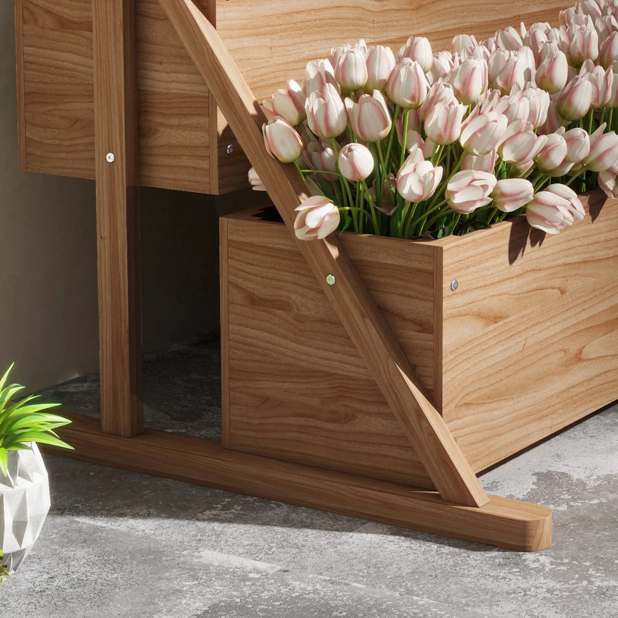 3-stufiges Hochbeet aus Holz mit Vlies, Natur 108?cm