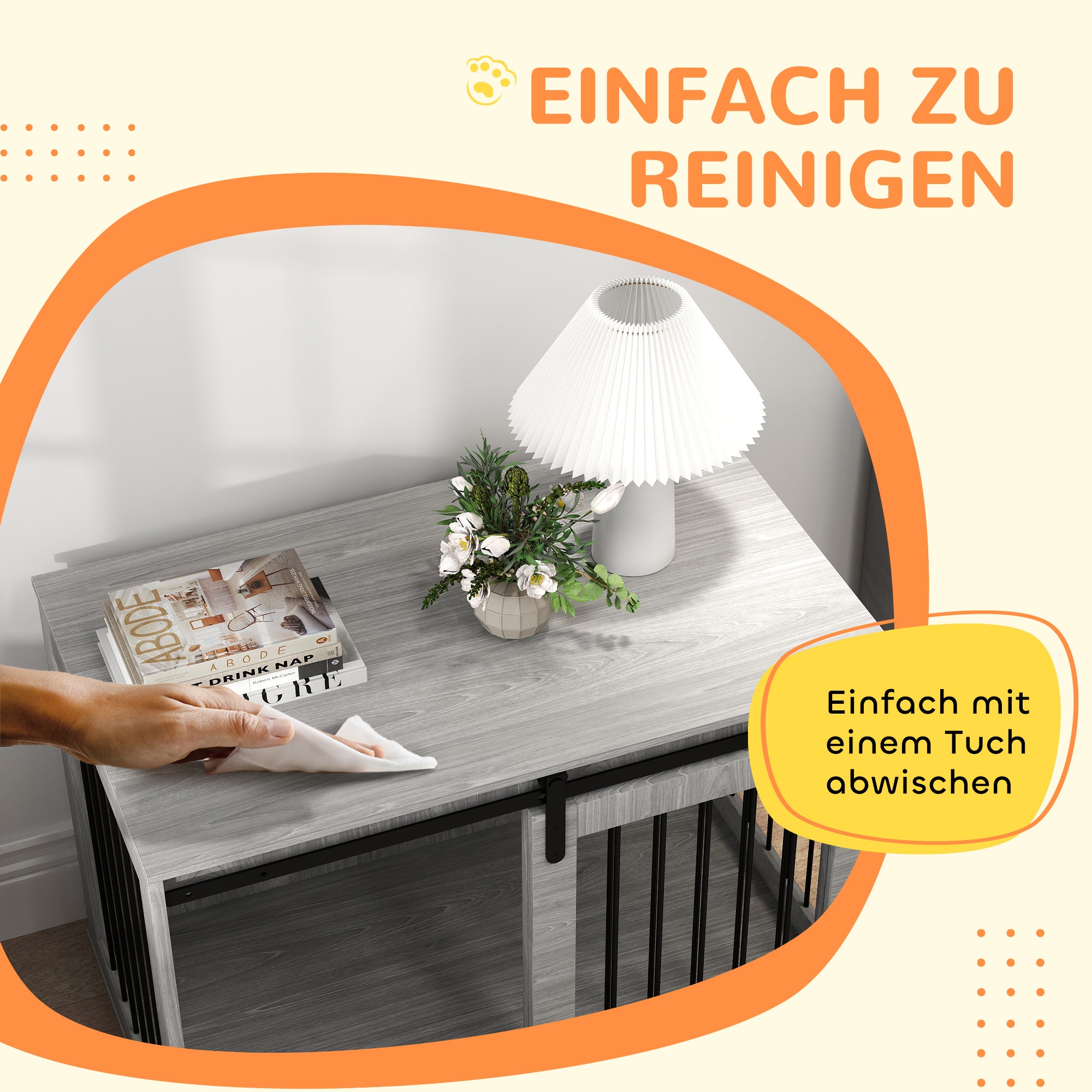 PawHut Hundebox mit Schiebetür, Belüftung, Spanplatte und Stahl, 98 x 58 x 61 cm, Grau