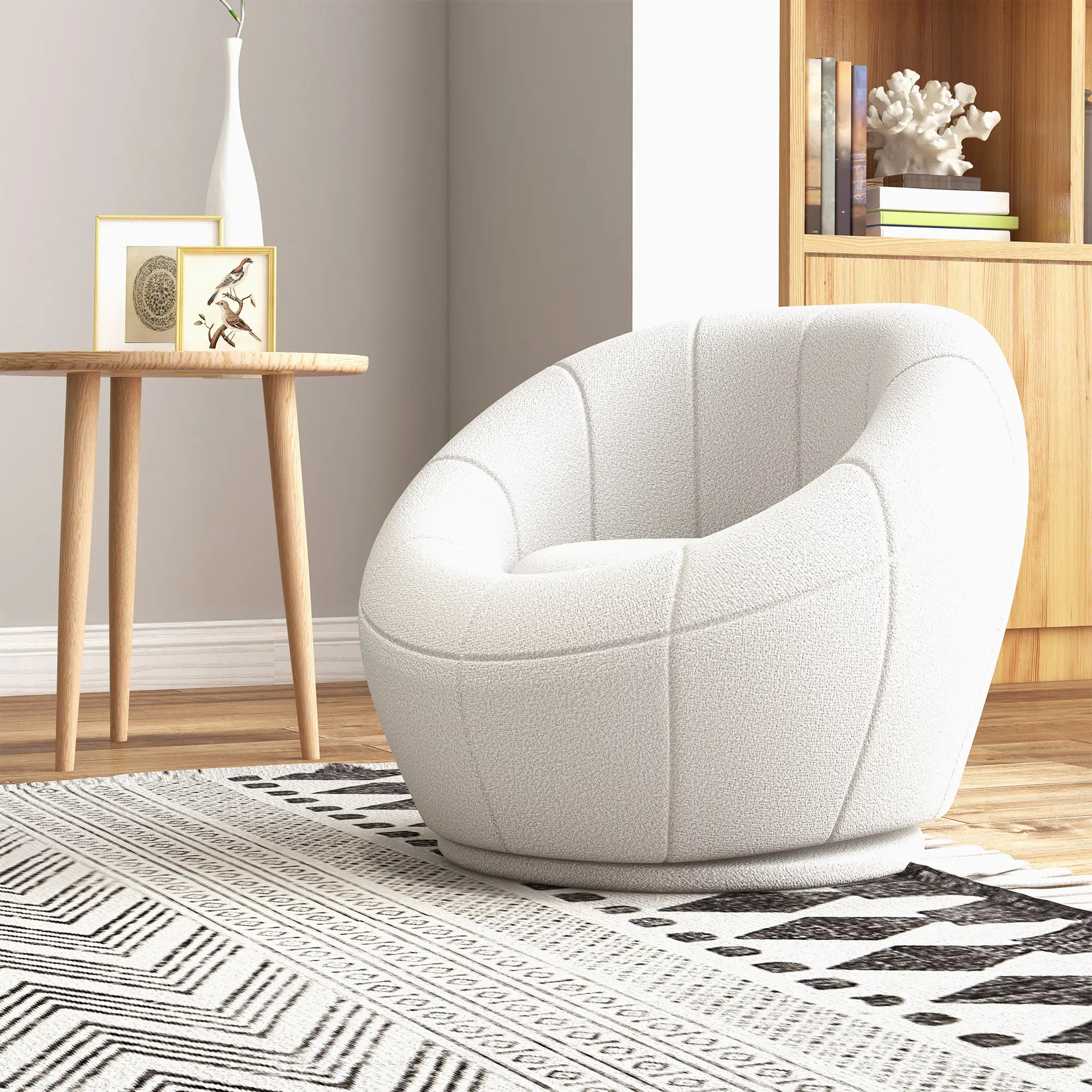 HOMCOM Kindersessel drehbar Teddyfell Relaxsessel Weiß