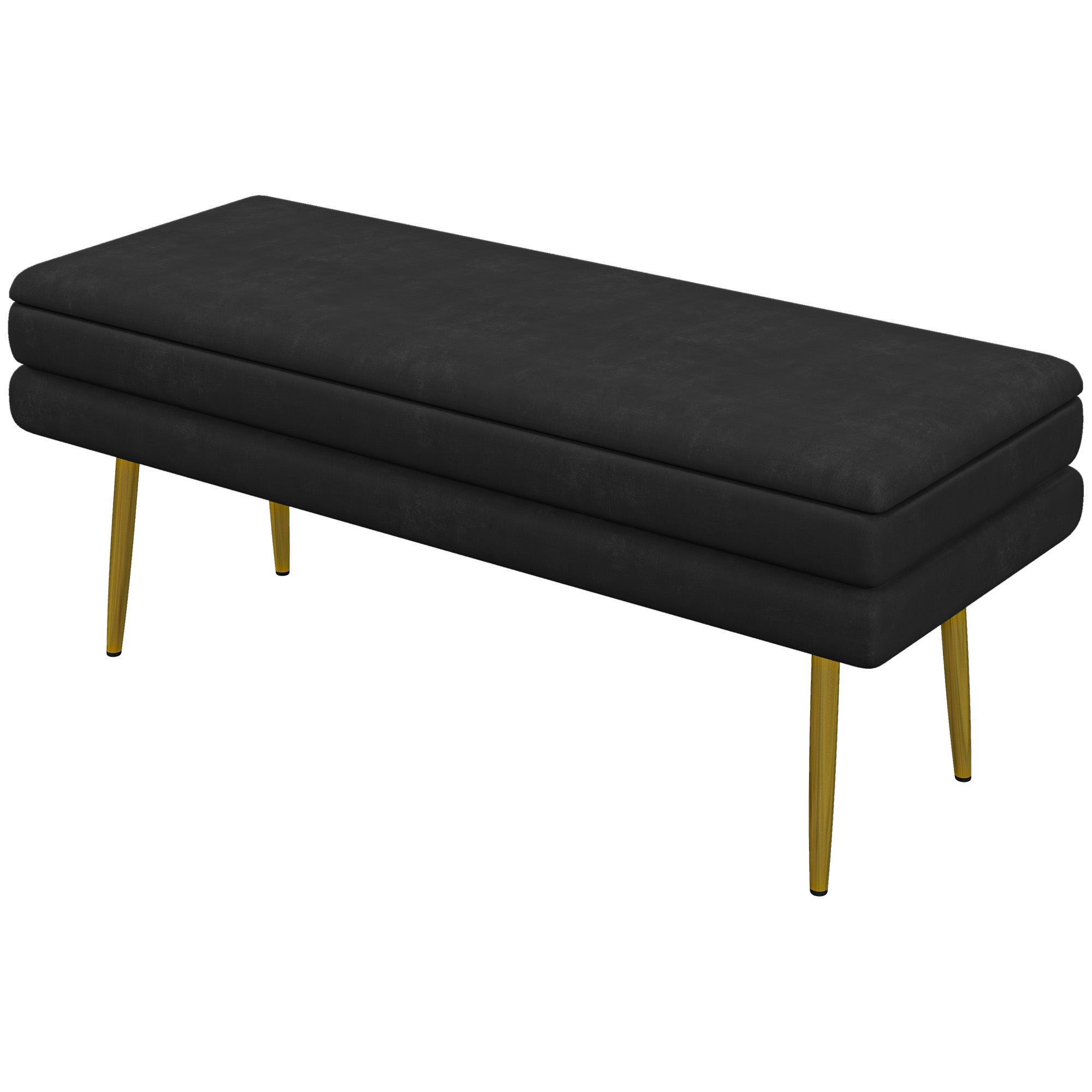 HOMCOM Sitzbank Polsterbank, mit Stauraum, Stahl, 100 cm x 37,5 cm x 42 cm, Schwarz