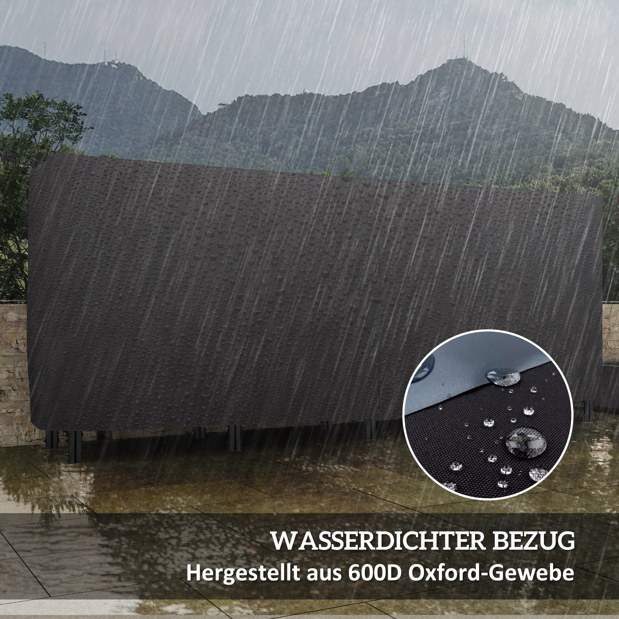 Outsunny Feuerholzgestell, 0,67 m³, mit Tragetasche & Abdeckung, Metallrahmen, bis 200 kg, 240 x 36 x 99 cm, Schwarz