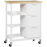 HOMCOM Küchenwagen aus Bambus, Mehrzweckwagen, Sevierwagen, 2 Schubladen, 1 Schrank,  2 Regale, Natur, 84cm x 36cm x 85cm, 67cm x 37cm x 84cm