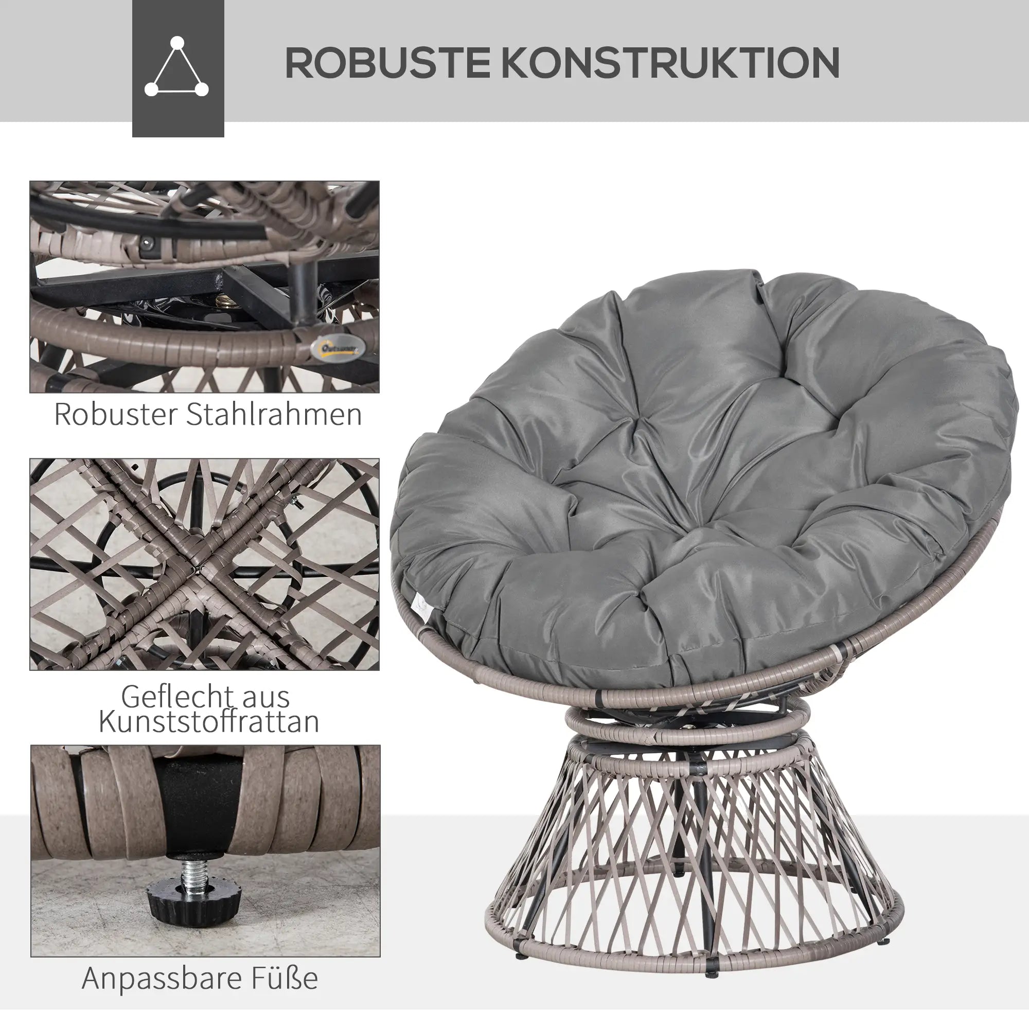 Outsunny Papasan chair wicker chair with cushion