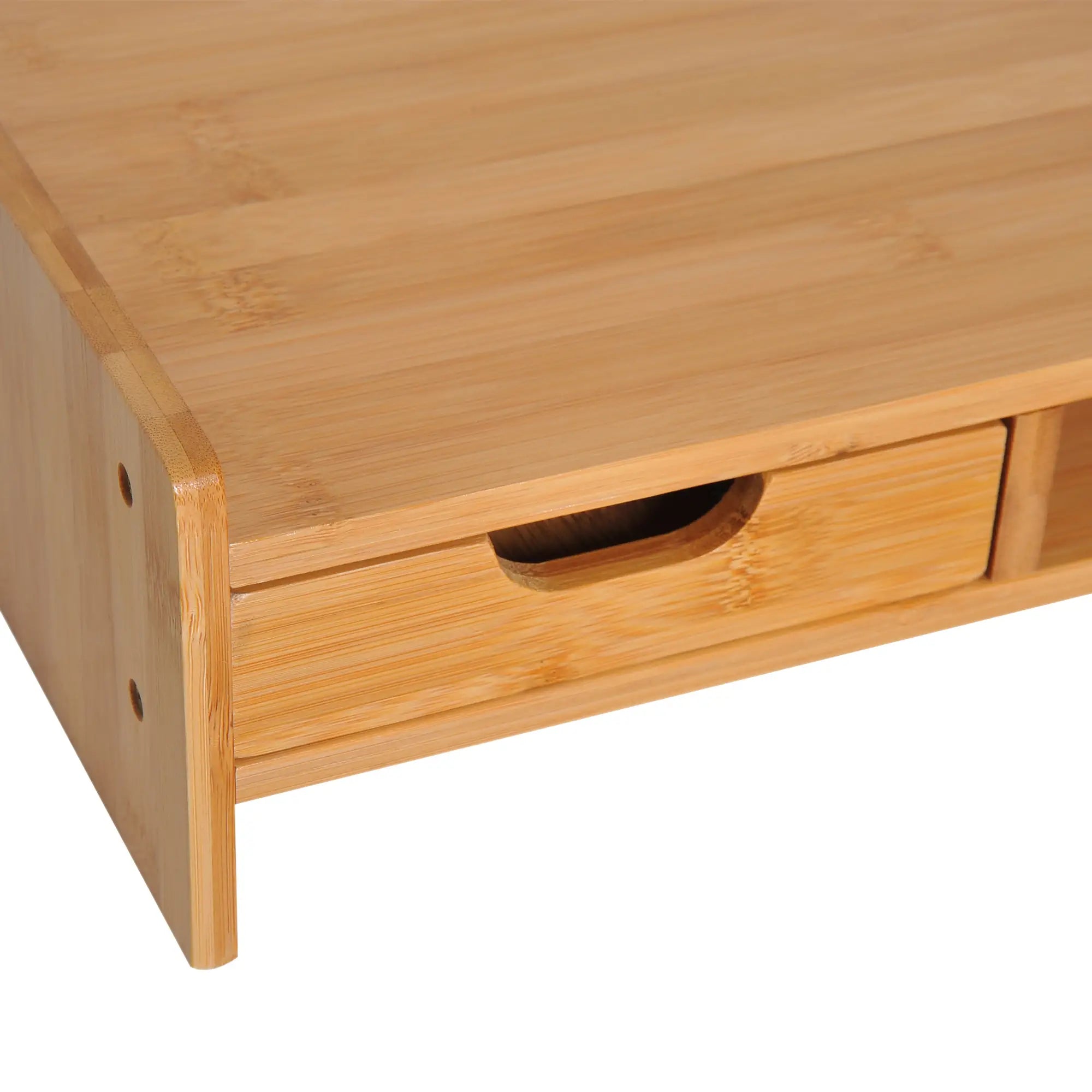 HOMCOM Monitorständer Schreibtisch Organizer mit Schublade Bambus
