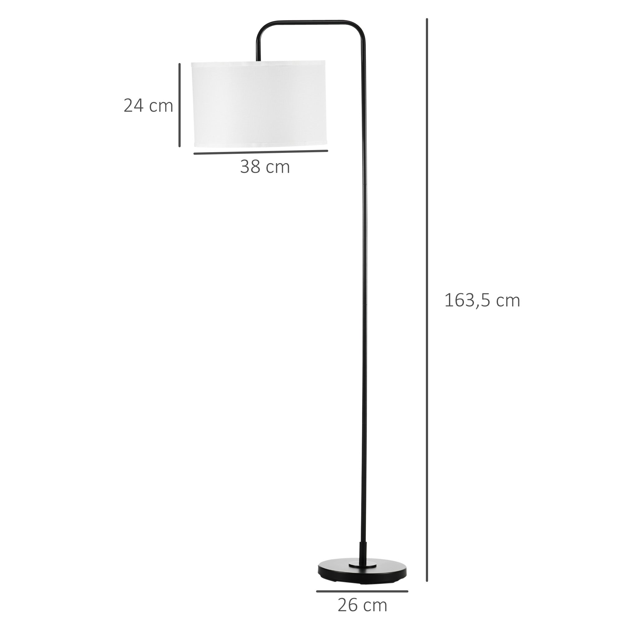 HOMCOM Stehlampe mit Fußschalter, Bodenlampe mit Stoffschirm, Stahl, Weiß
