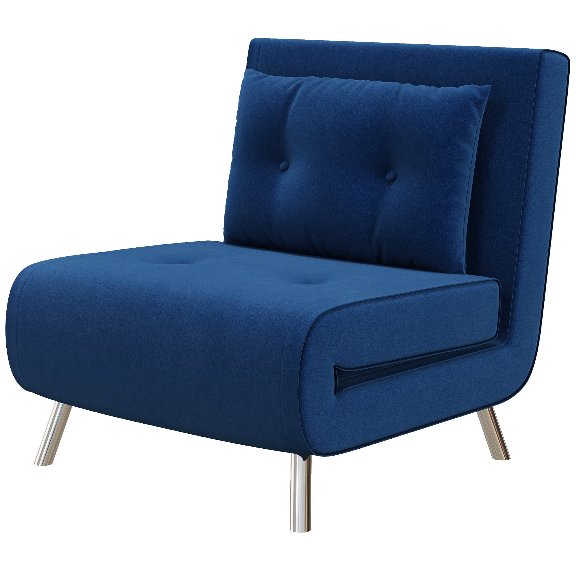 HOMCOM Liegesessel Sessel mit Liegefunktion Schlafsessel, Knopfheftung, Leinenoptik, 77 cm x 88 cm x 83 cm, Blau