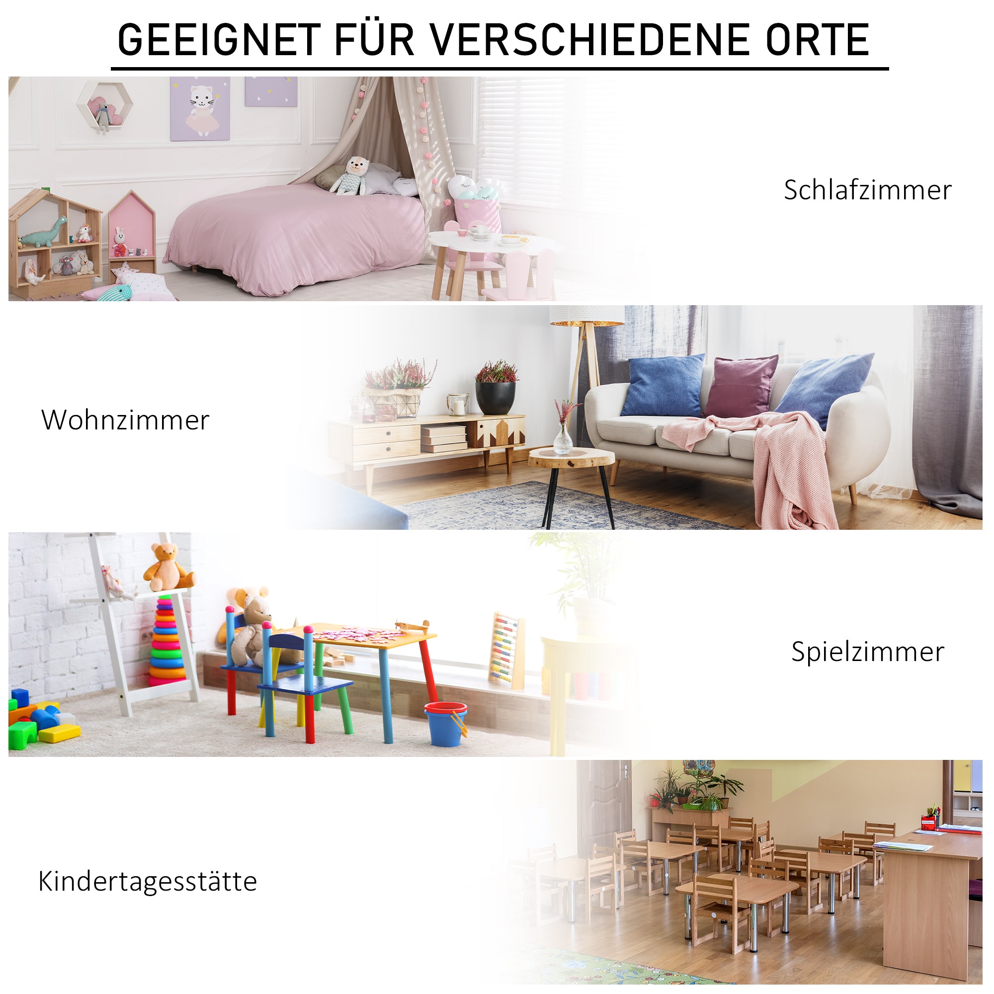 HOMCOM Aufbewahrungsregal für Kinder, 3 Vliesschubladen, MDF, kippsicher, Weiß