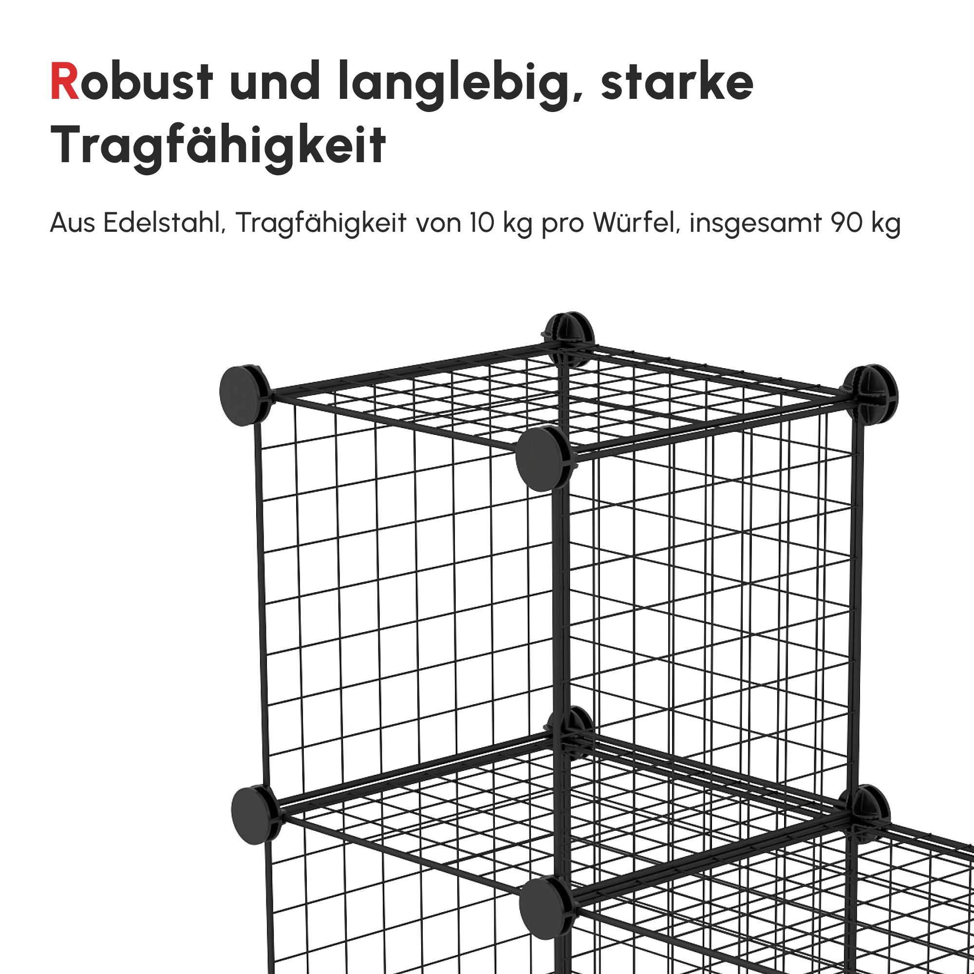 HOMCOM Steckregal, Würfelregal, Schuhregal, 9 Würfel, modularer Aufbau, Stahl, schwarz, 35 x 35 x 35 cm je Würfel