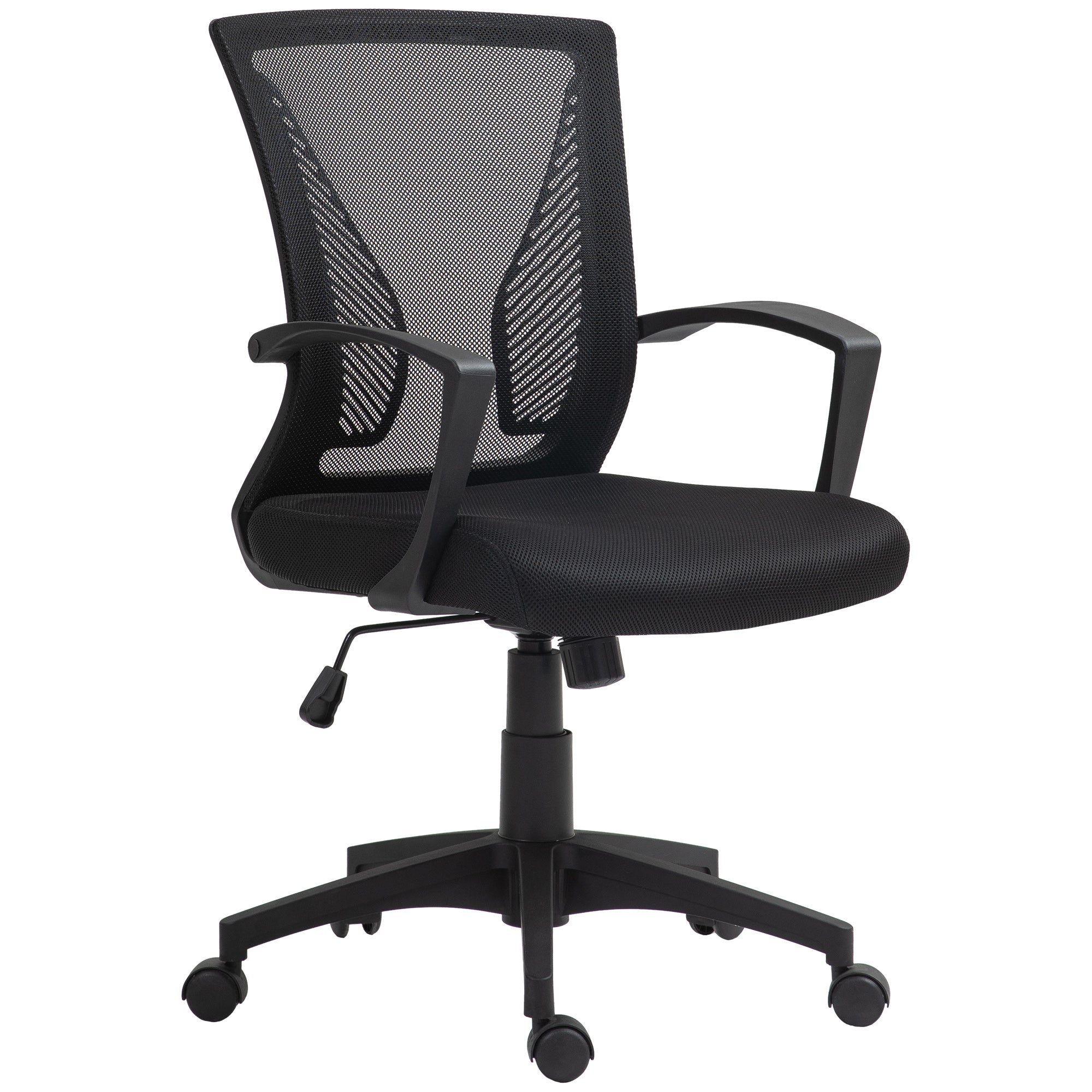 HOMCOM Bürostuhl mit Mesh-Rückenlehne, höhenverstellbar, bis 120 kg, Schwarz