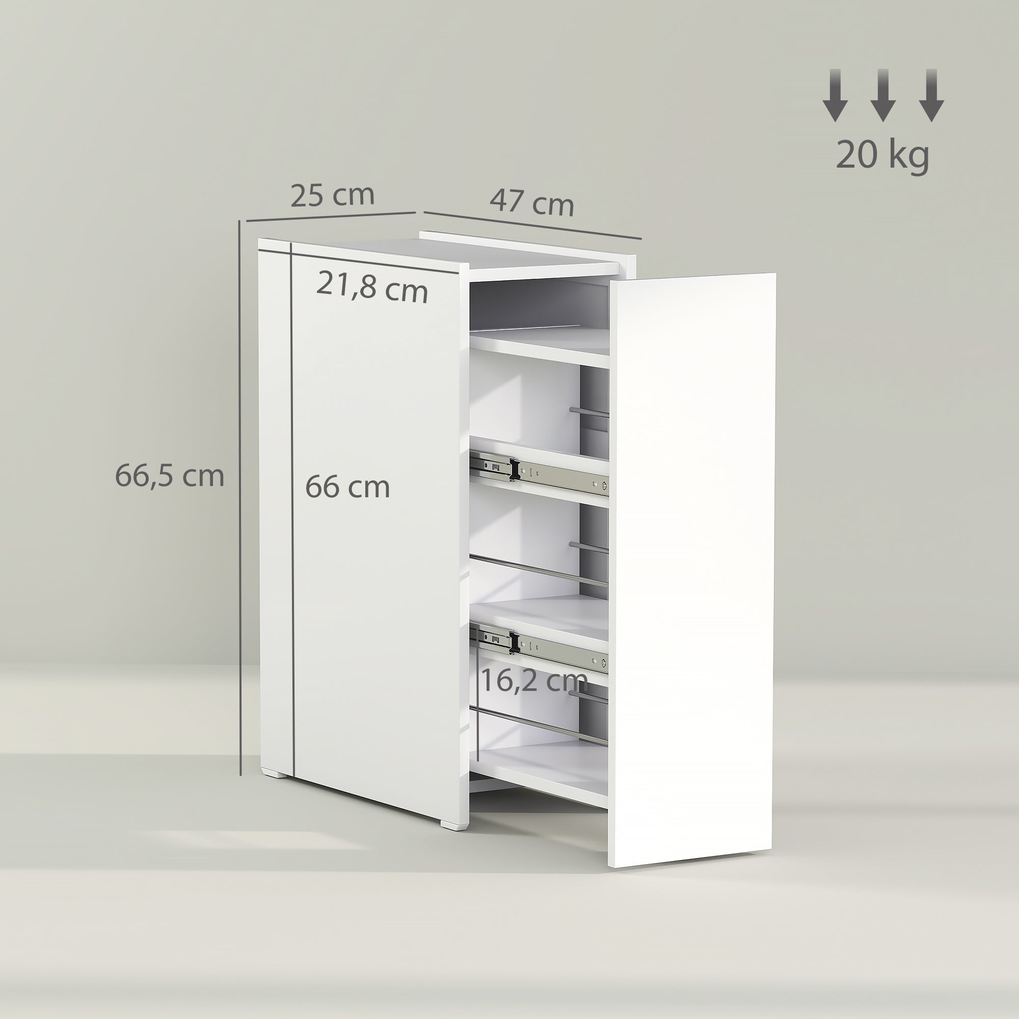 HOMCOM Schmaler Badezimmerschrank, Bodenschrank mit tiefer Schublade, Freistehender Badschrank, Spanplatte, Weiß