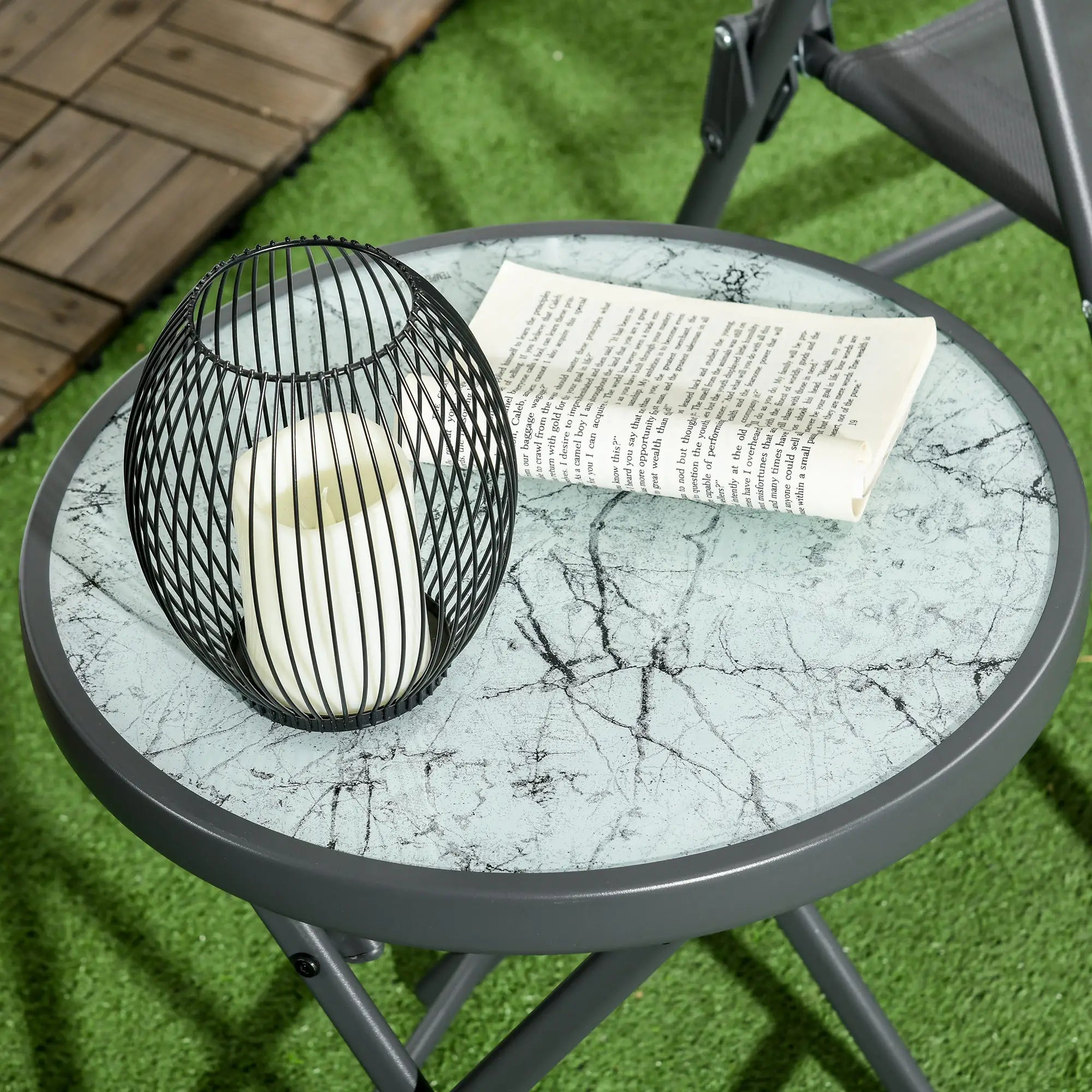 Outsunny Gartentisch klappbar Outdoor Beistelltisch weiß