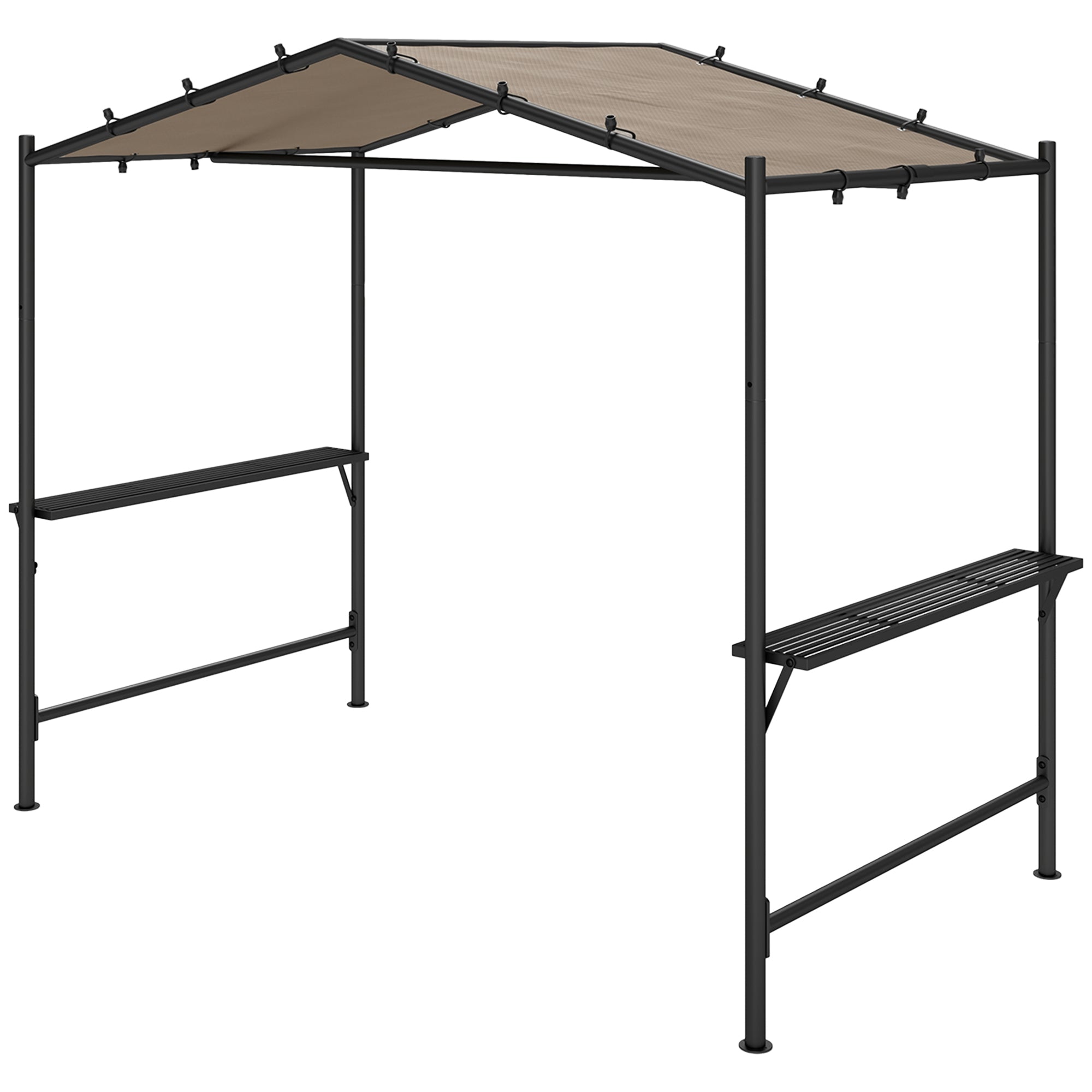 Outsunny Grillzelt Grilldach, wetterbeständig, inkl. Seitentaschen, 277 x 149 x 230 cm, Khaki