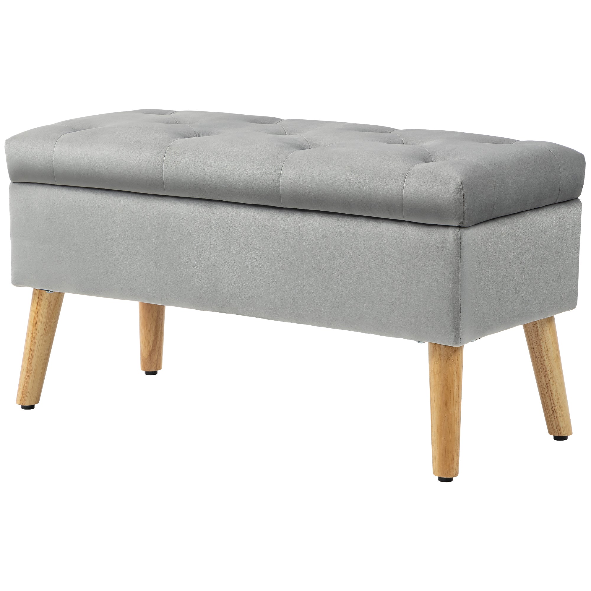 HOMCOM Polsterbank mit Stauraum Samtoptik elegantes Design grau