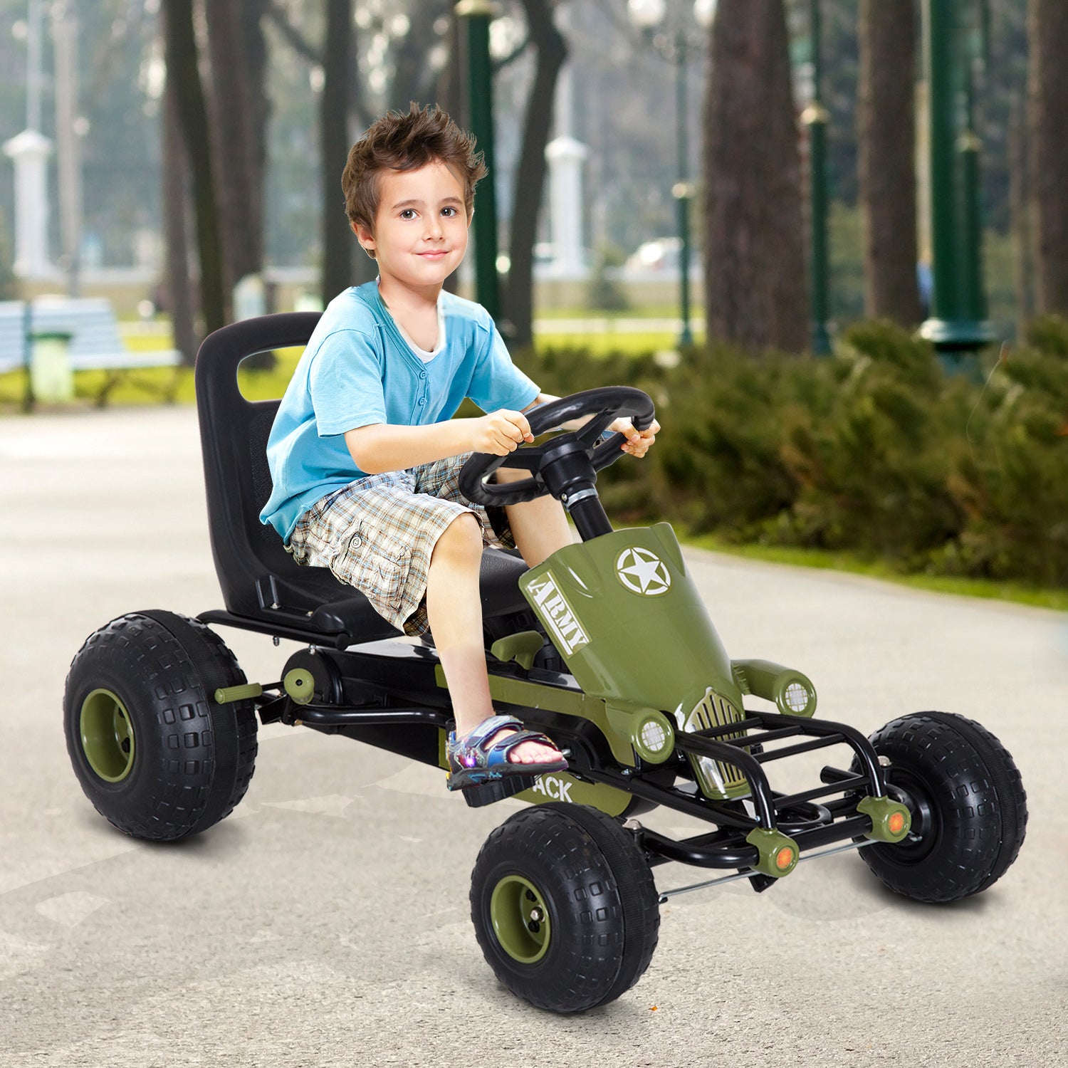 HOMCOM Go Kart – Children’s Kettcar with Handbrake