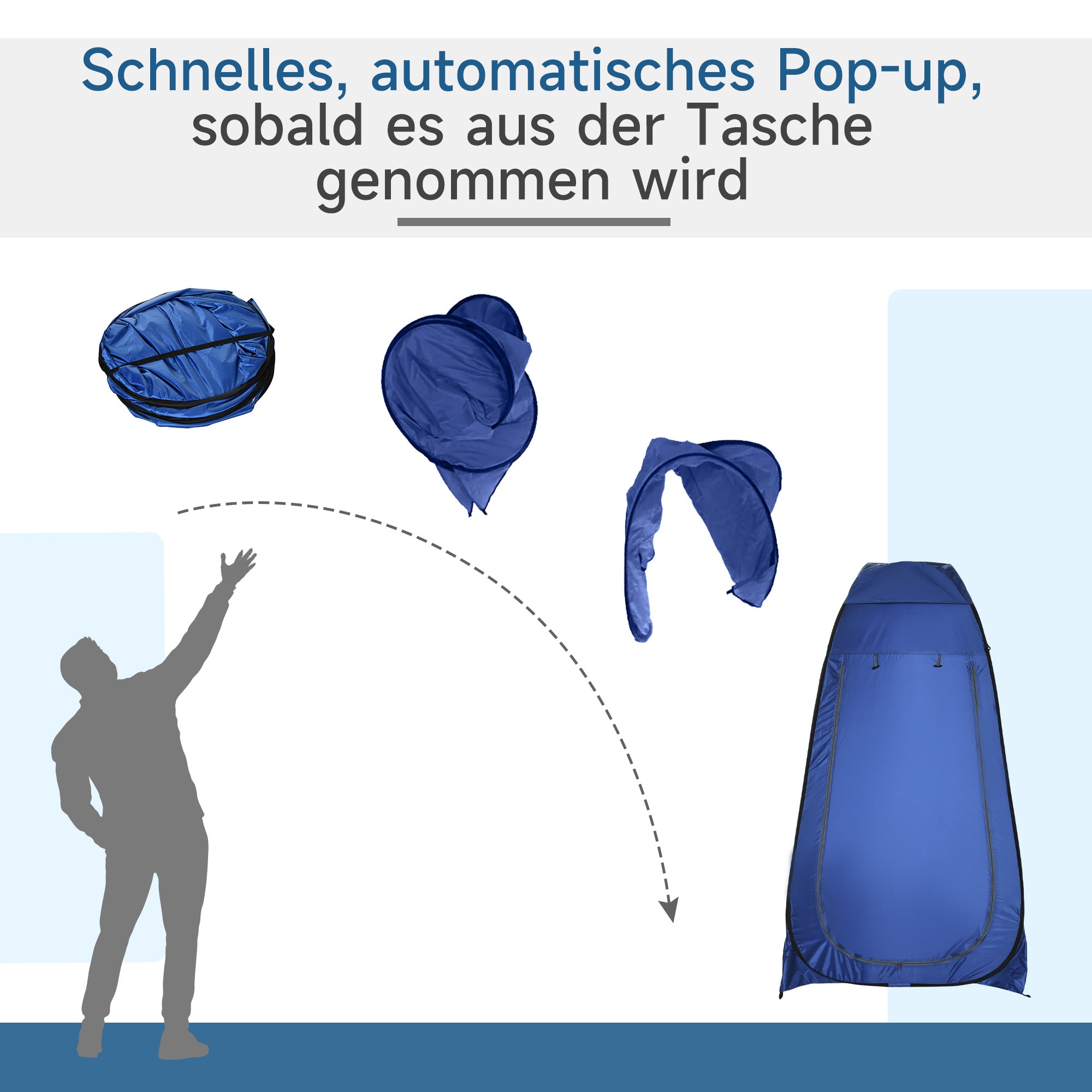 Outsunny Pop-up toilettent, mobiele campingdouchetent, omkleedtent met binnenvak, douchecabine, kleedcabine, waterproof, polyester, donkerblauw, 120 x 120 x 190 cm