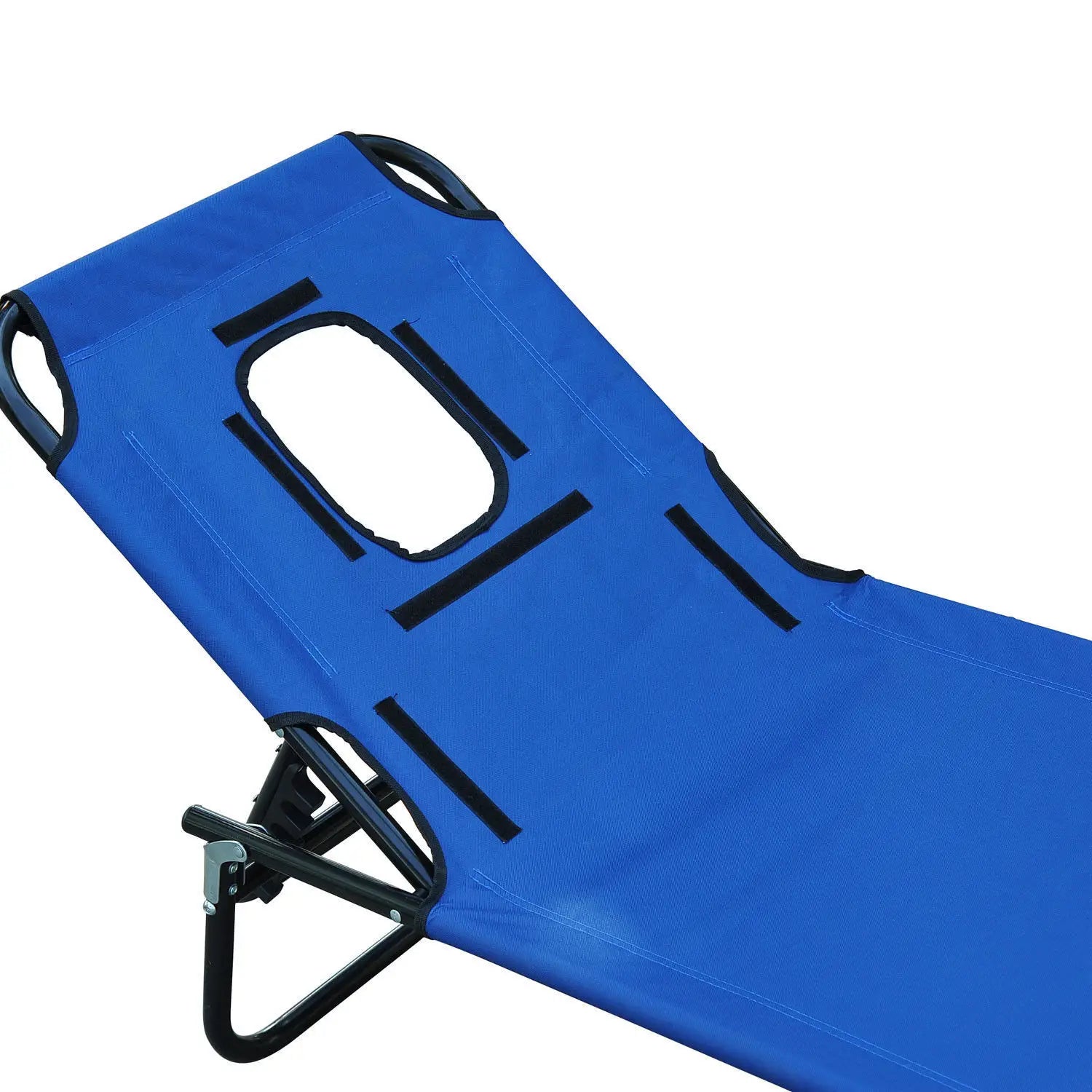 Outsunny Sonnenliege klappbar mit Leseloch Gartenliege Blau