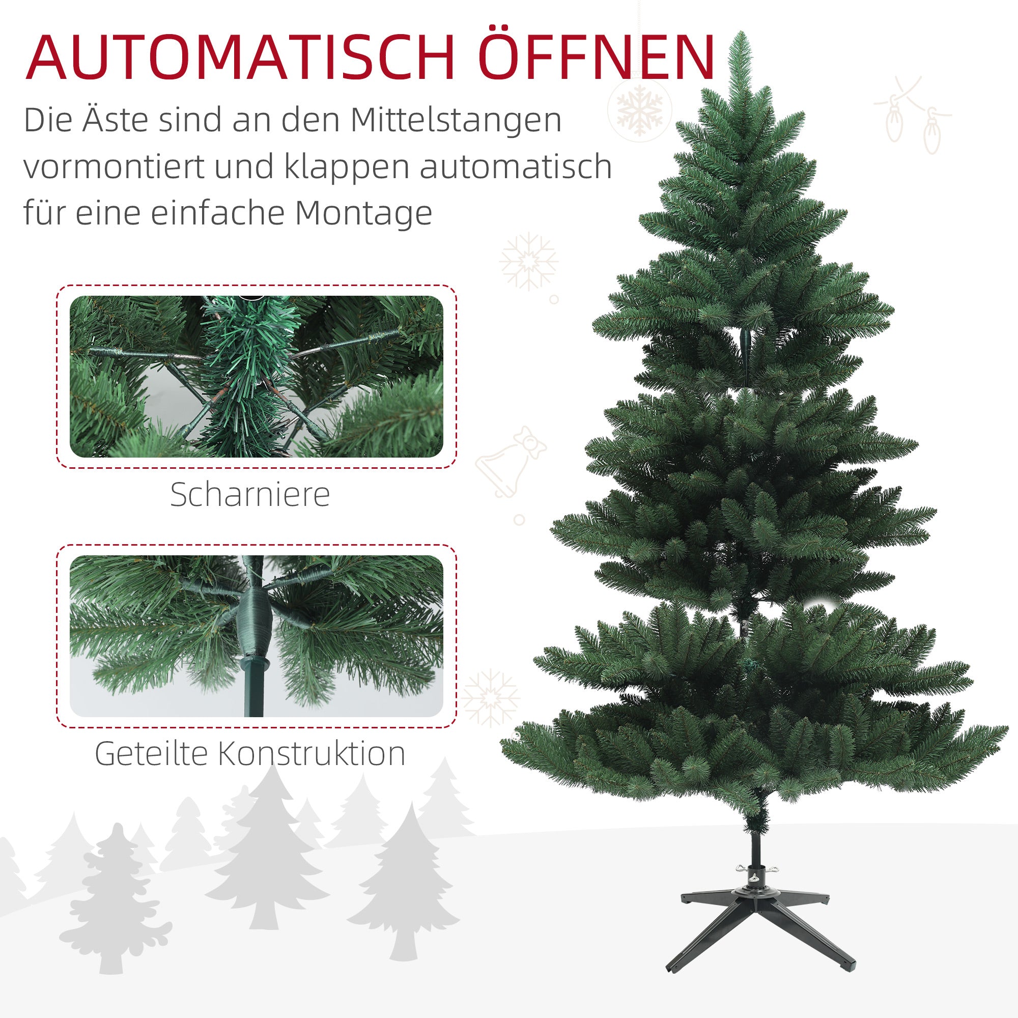 HOMCOM Weihnachtsbaum, Nordmanntanne, naturgetreu, breit & üppig, 180 x ?120 cm, Grün