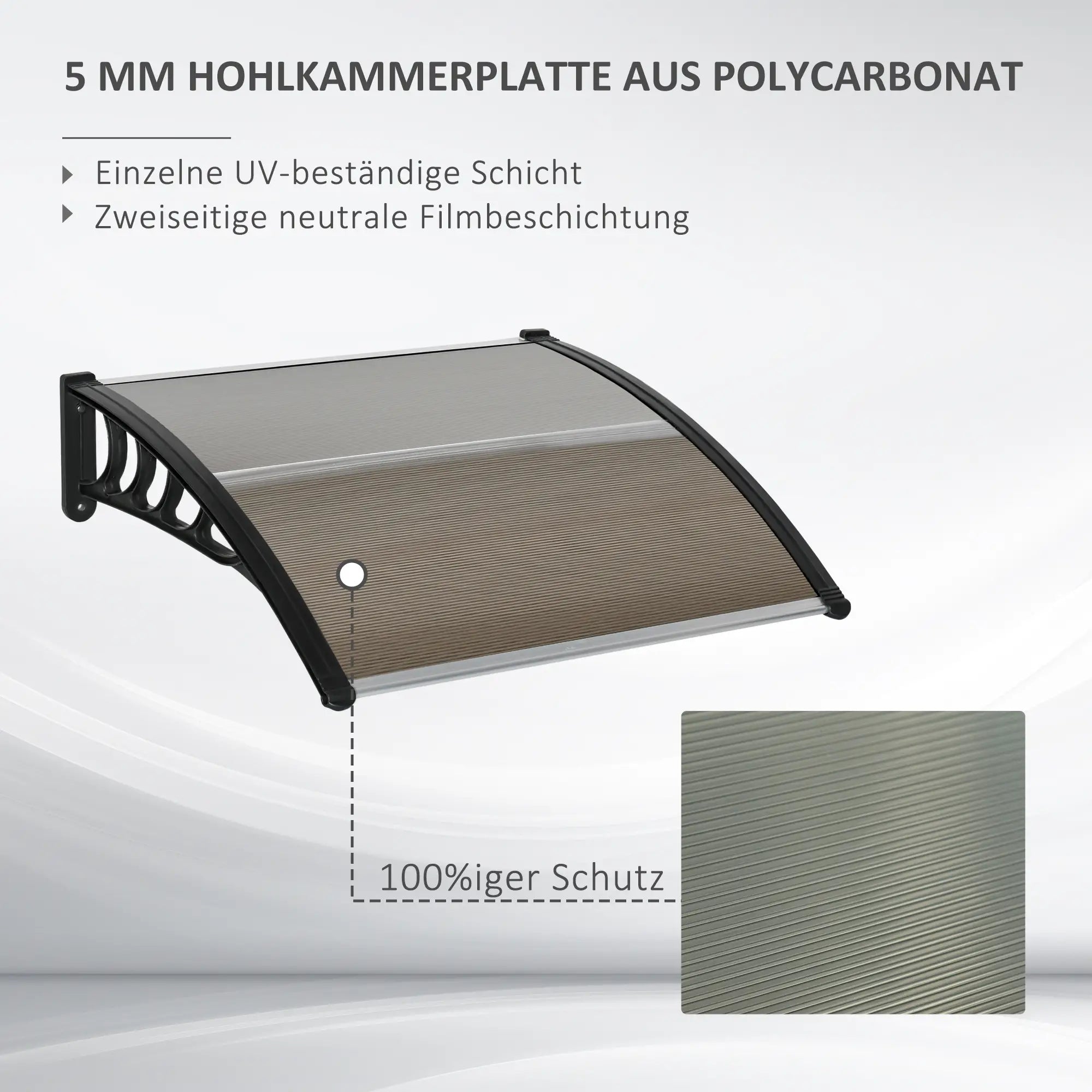 Outsunny Pultvordach 103 × 96,5 × 27 cm mit UV-Schutz, Braun