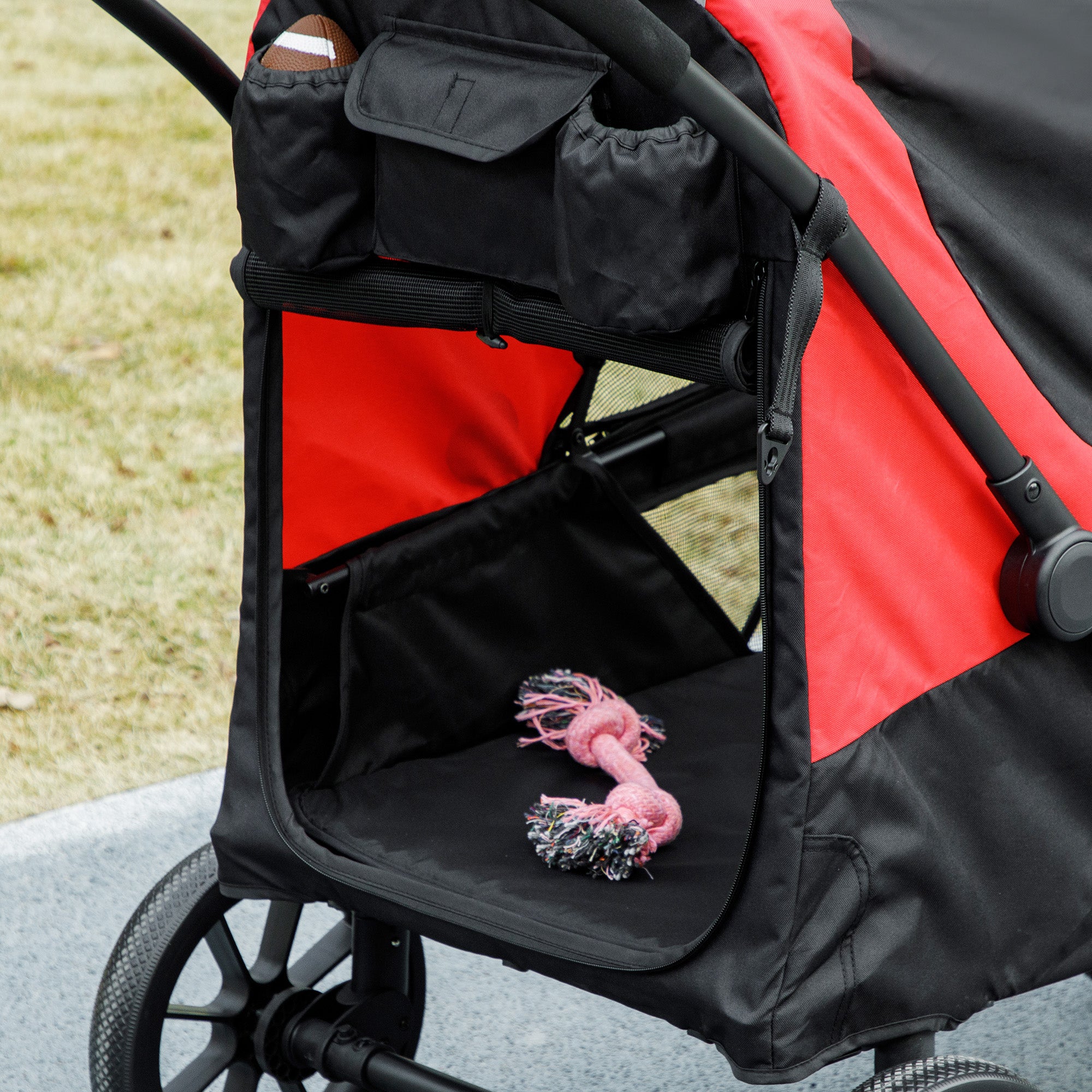 PawHut Hundewagen, Faltbarer Hundebuggy für große Hunde, Haustierwagen mit 4 Rädern, Sicherheitsleinen, Bremsen, Schwarz