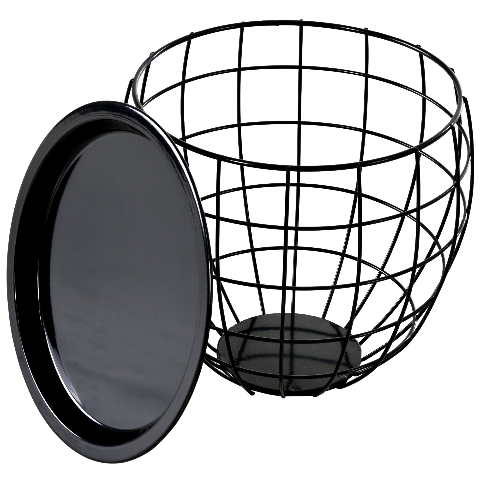 HOMCOM Couchtisch-Set 3-teilig, abnehmbare Tischplatte, Stahlrahmen, Schwarz glänzend, verschiedene Größen