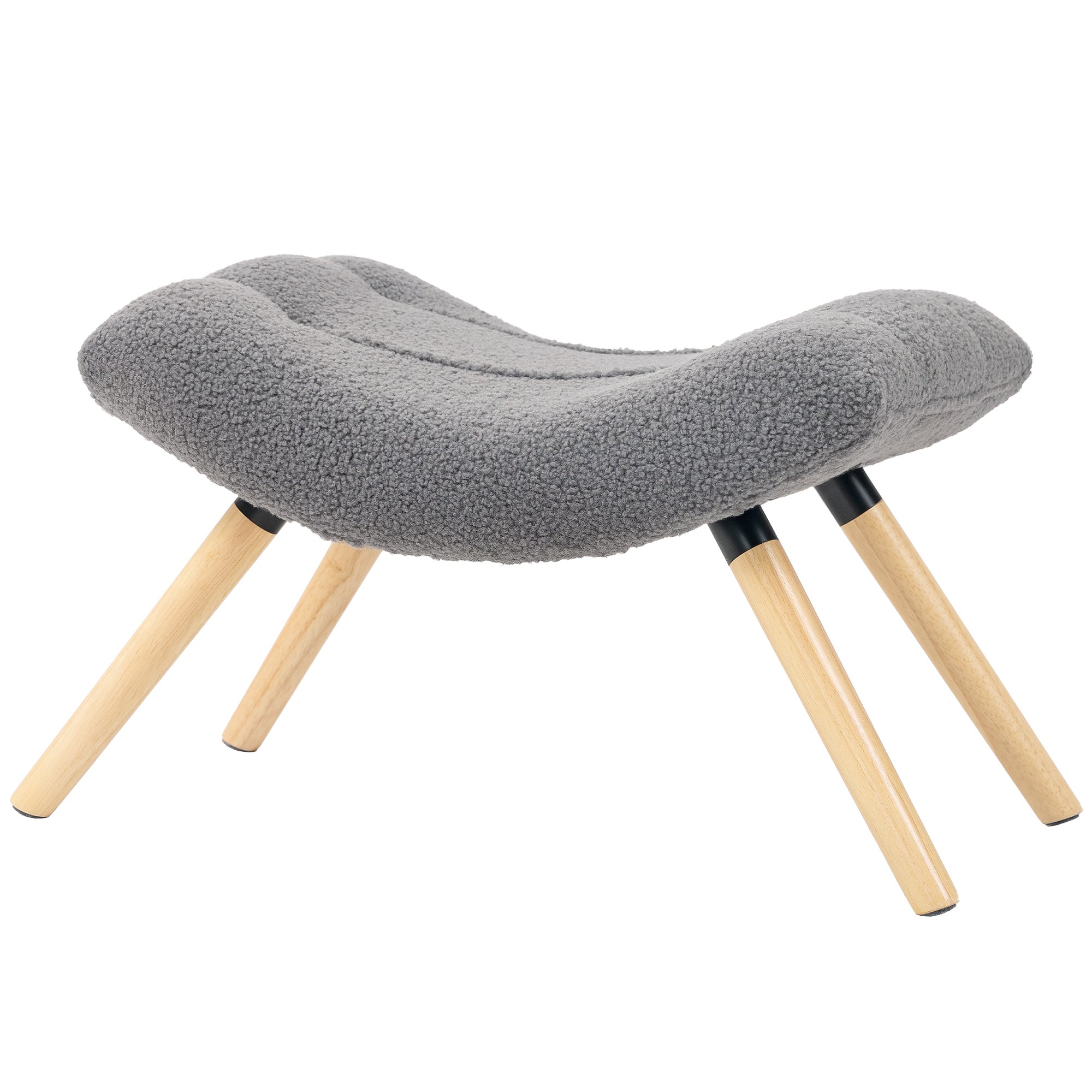 HOMCOM Moderner Fußhocker mit Fleece-Bezug und Holzbeinen, gepolstert, für Wohnzimmer, Schlafzimmer, Flur, Dunkelgrau