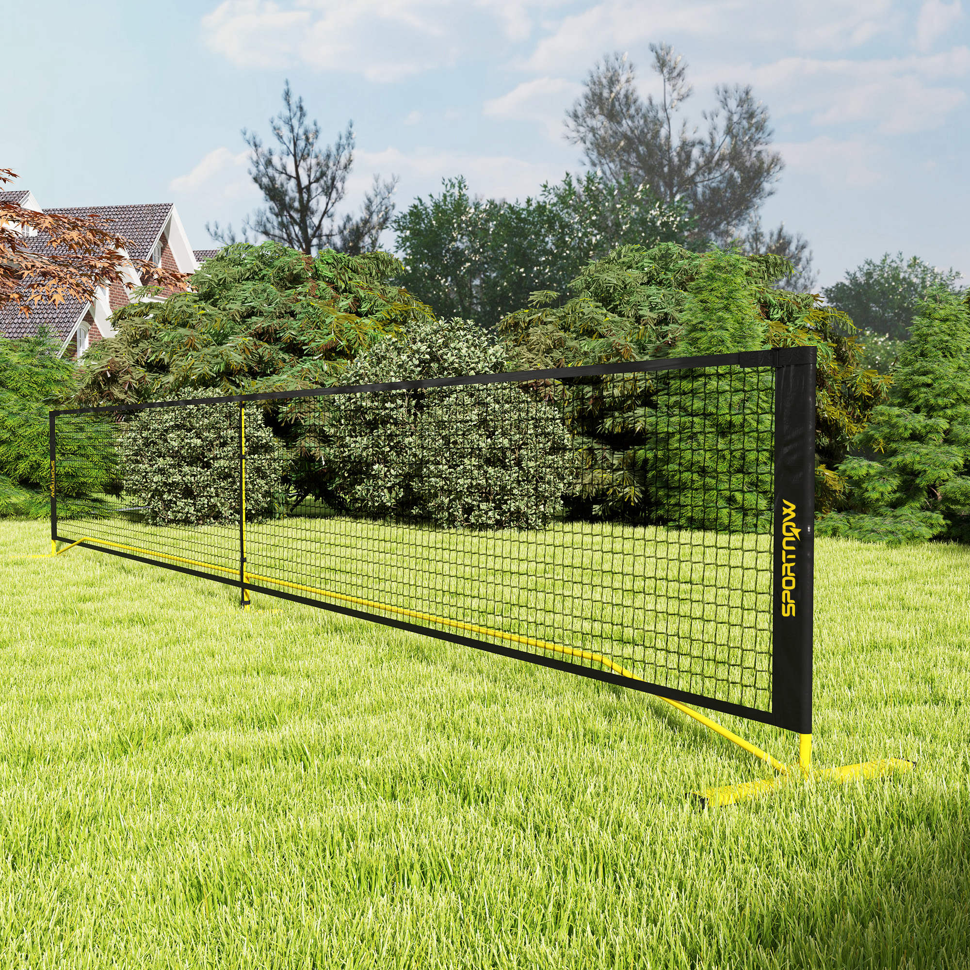 SPORTNOW Pickleball-Netz, tragbar, Metallgestell, Stoffnetz, mit Tragetasche, Gelb