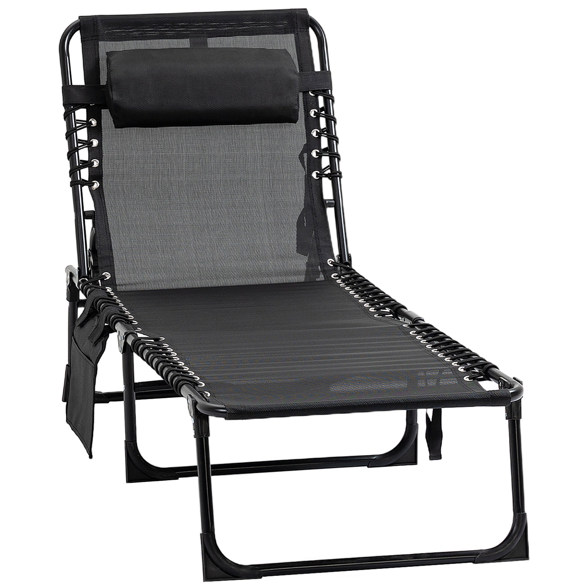 Outsunny klappbare Sonnenliege 185x58x30?cm Schwarz