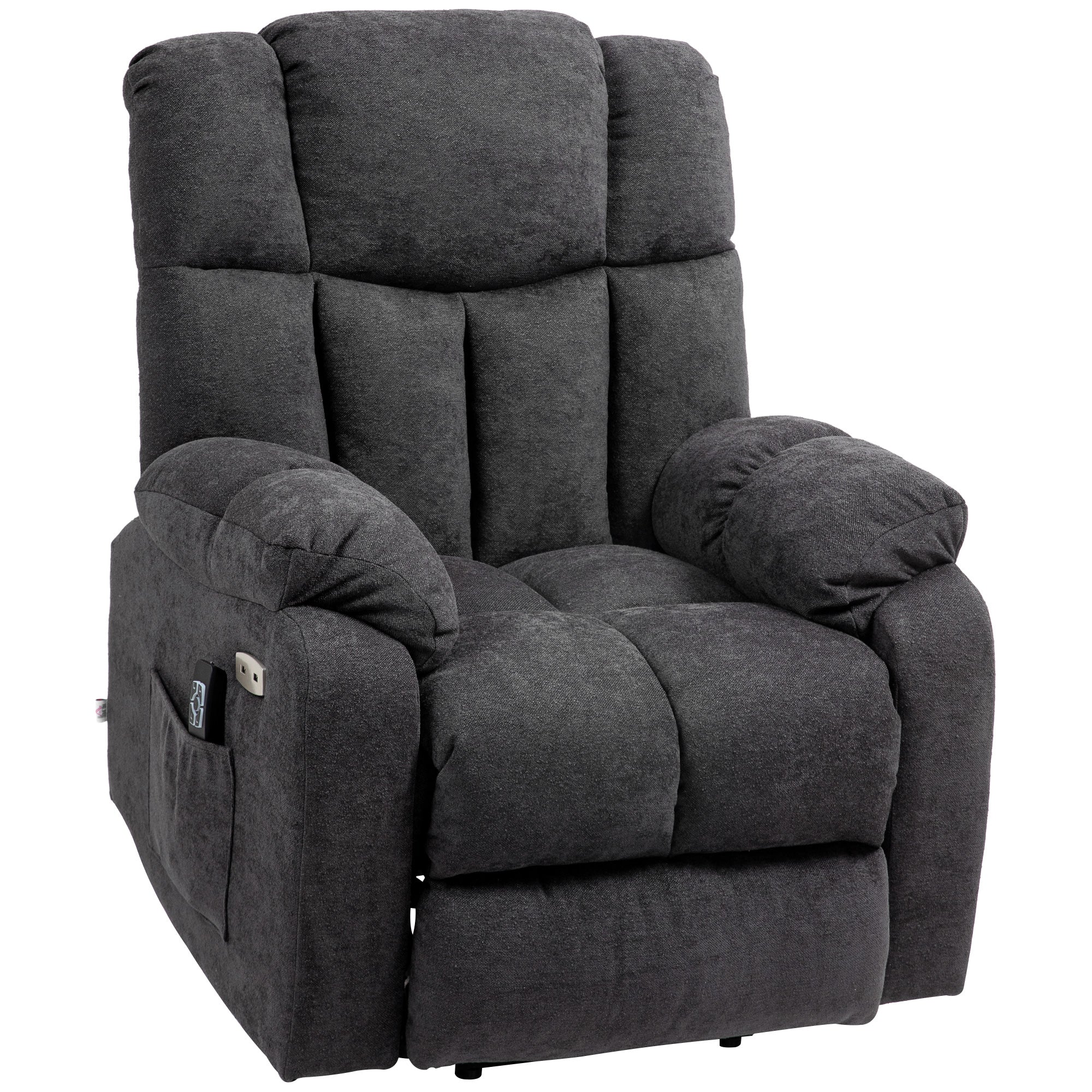 HOMCOM 2-in-1 Relaxsessel mit Liegefunktion, USB-Anschlüsse, Taschenfederkern, Schwarz