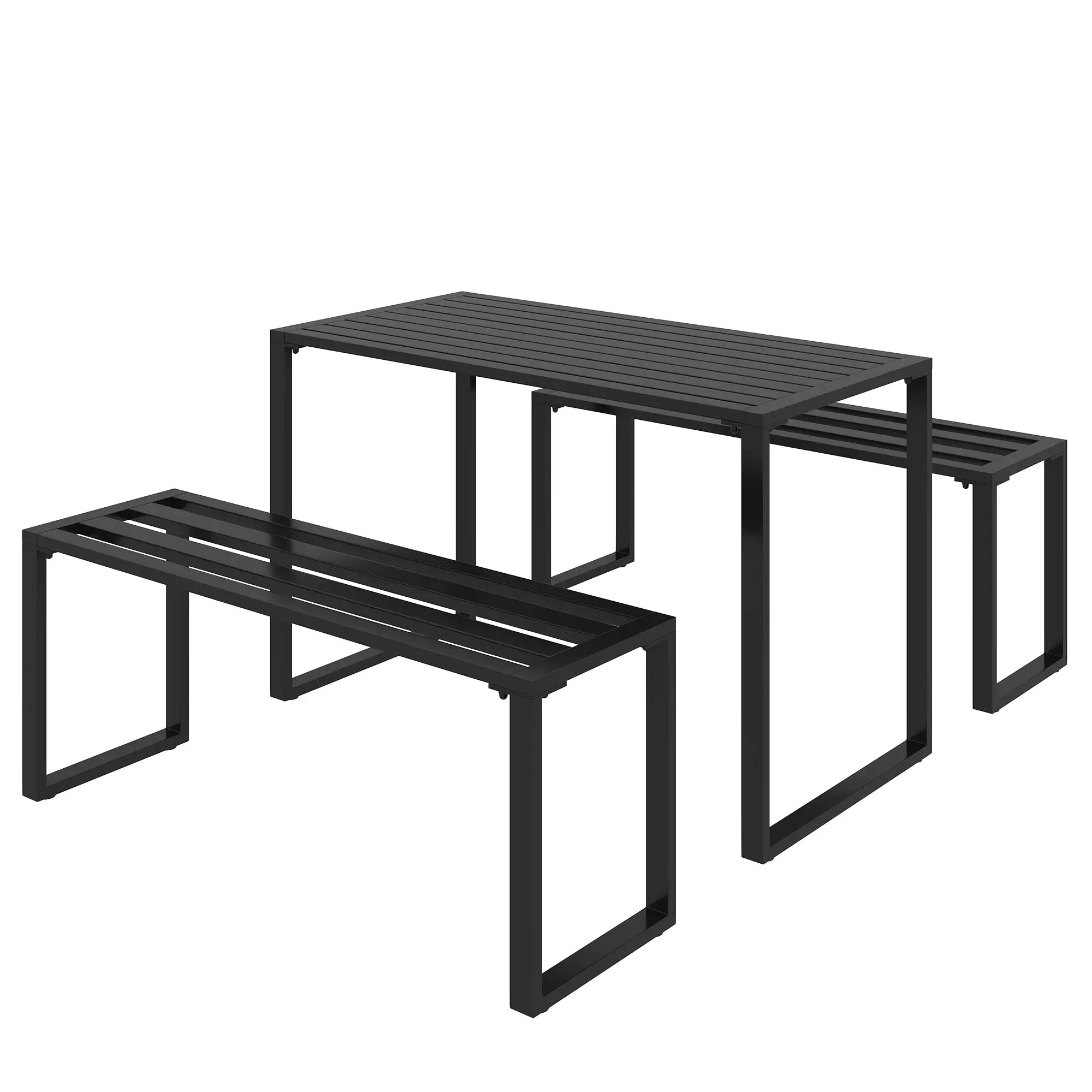 Outsunny Gartenmöbelset 3-tlg. mit Tisch & 2 Bänken Outdoor