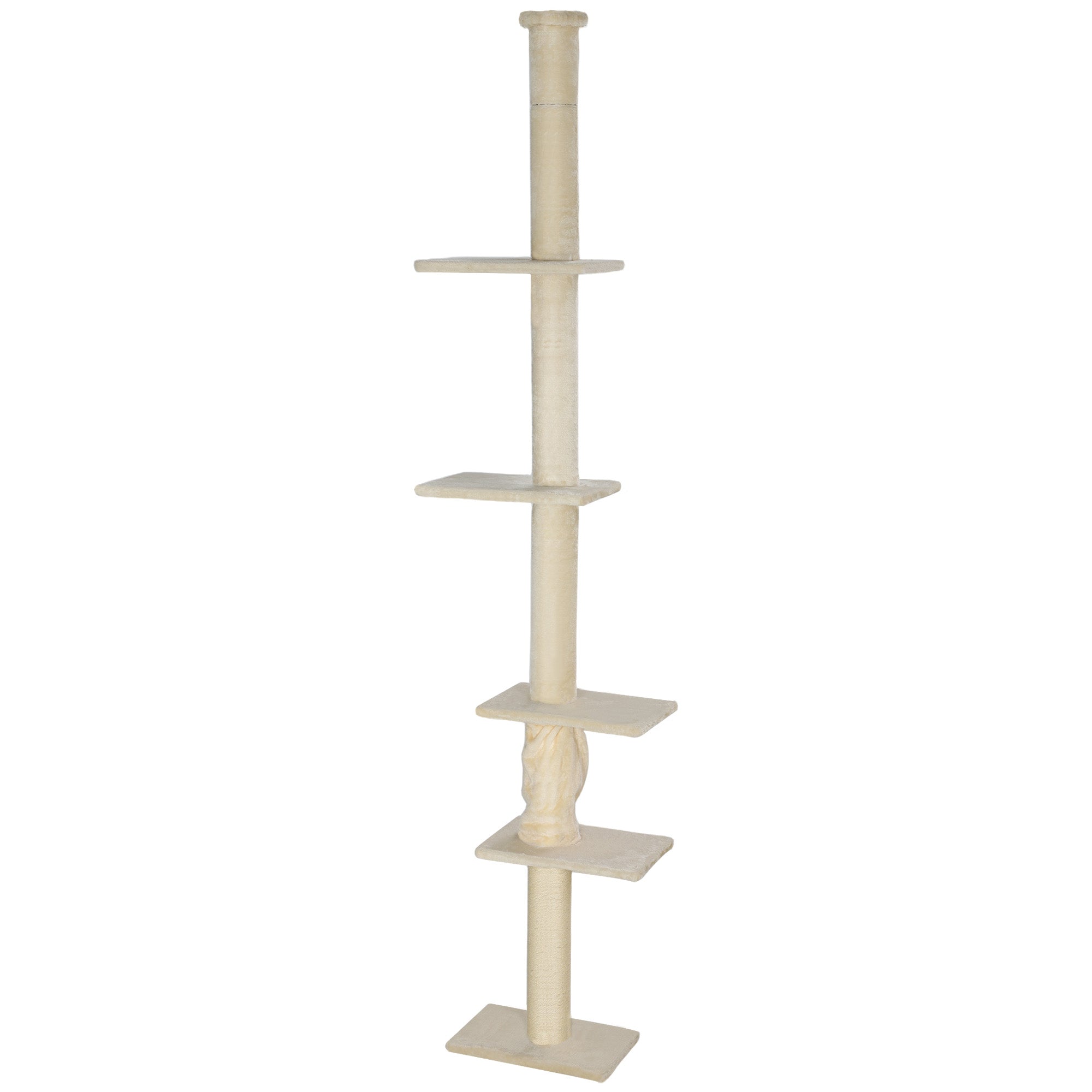 PawHut Kratzbaum 225–275 cm cremeweiß mit Kippschutz