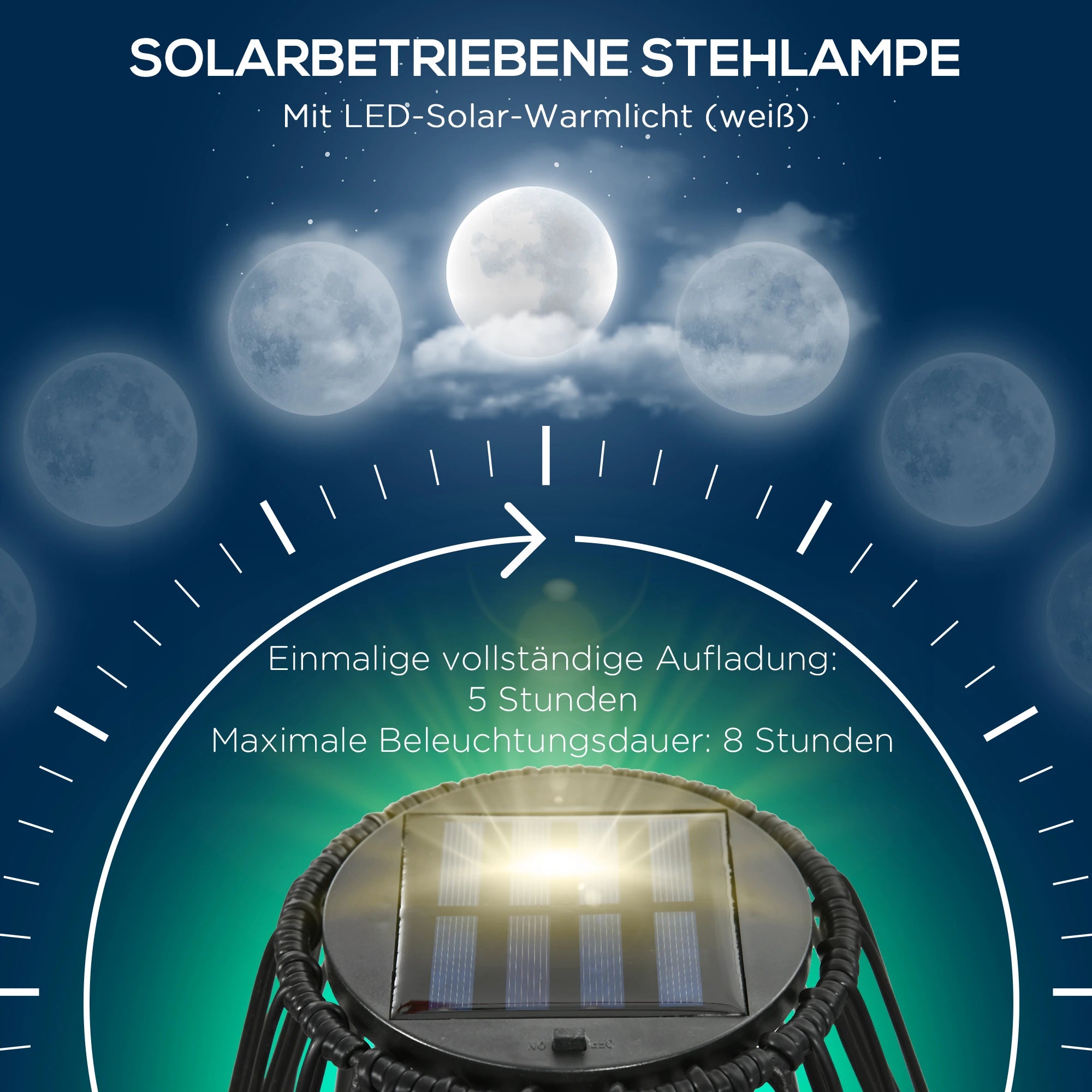 Outsunny Solar Gartenleuchte Rattanoptik warmweiß LED Außen