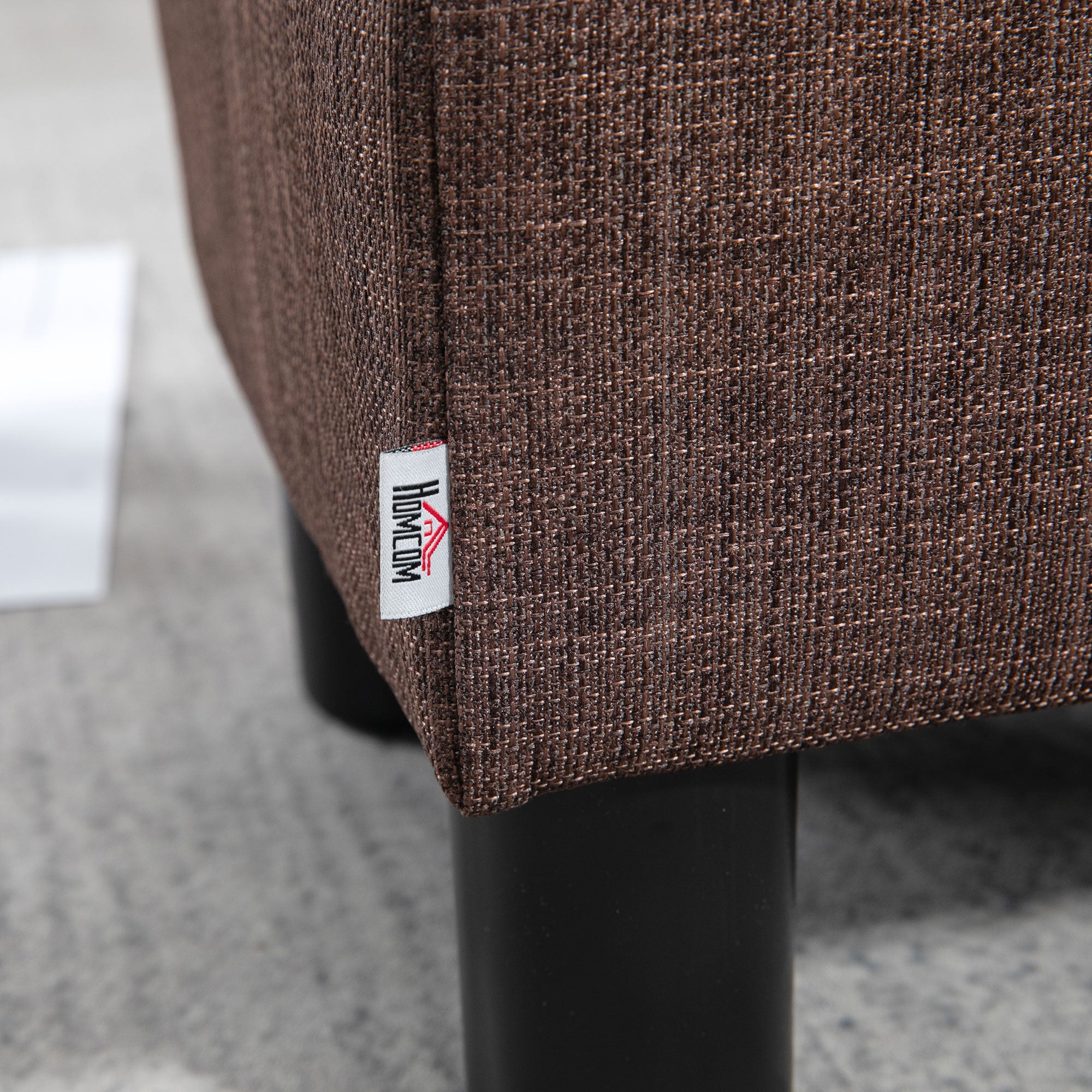 HOMCOM Hocker mit Stoffbezug in Leinenoptik, bis 110 kg, braun, 40 x 30 x 24cm