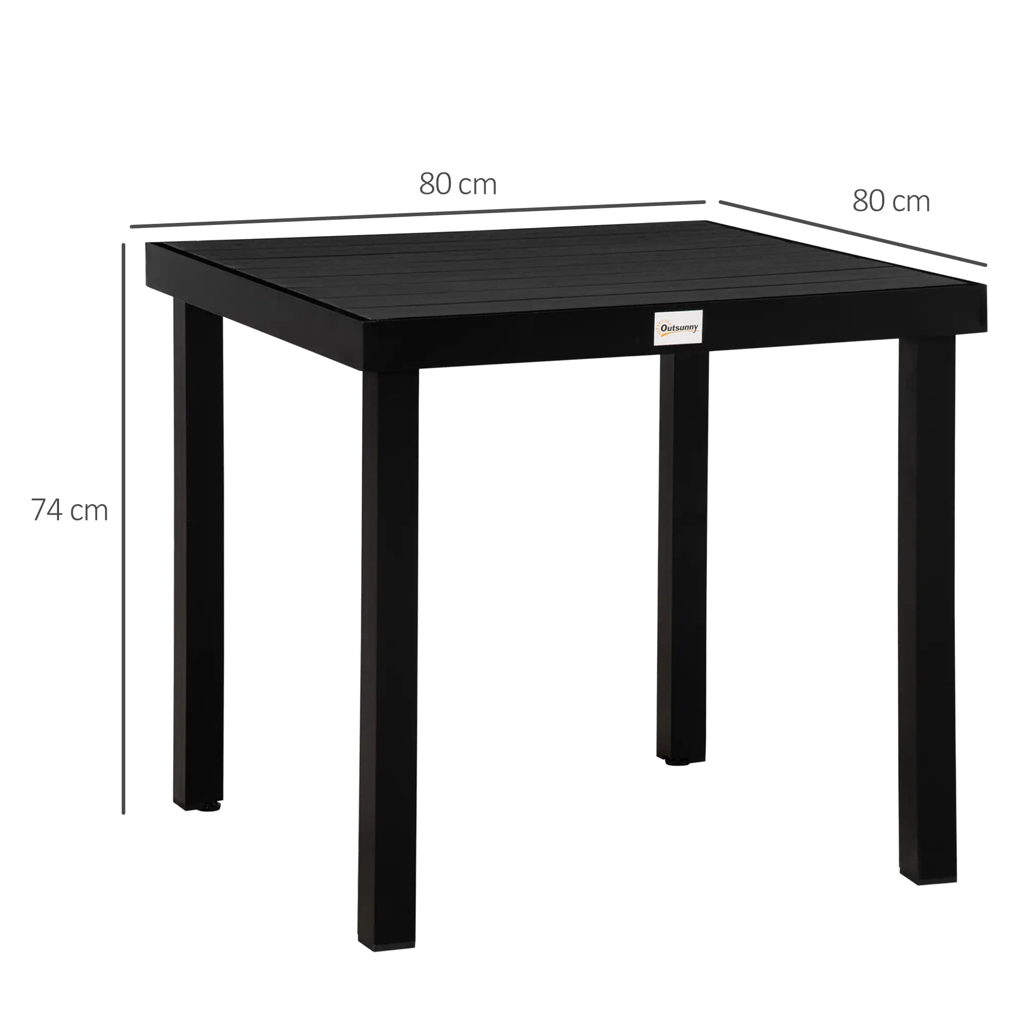 Outsunny Gartentisch 80x80 cm für 4 Personen Schwarz