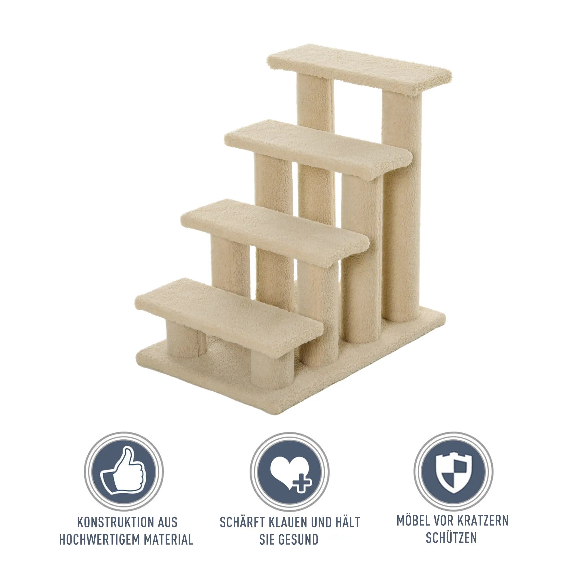 Escalier pour animaux de compagnie PawHut pour chiens et chats, 4 marches en peluche