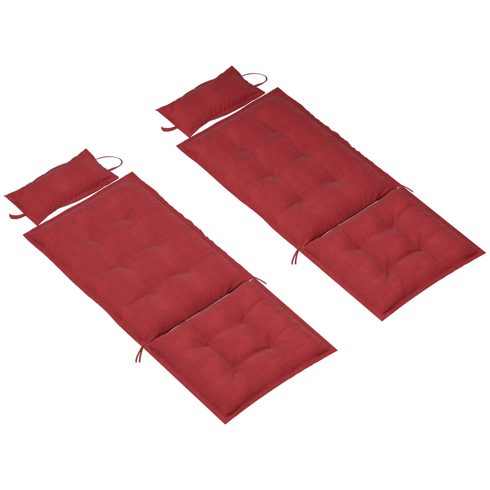 Outsunny 2er Set Auflage für Sonnenliege Wasserabweisend Liegenauflage für Gartenliege Polsterauflage 50x116x5 cm, Weinrot