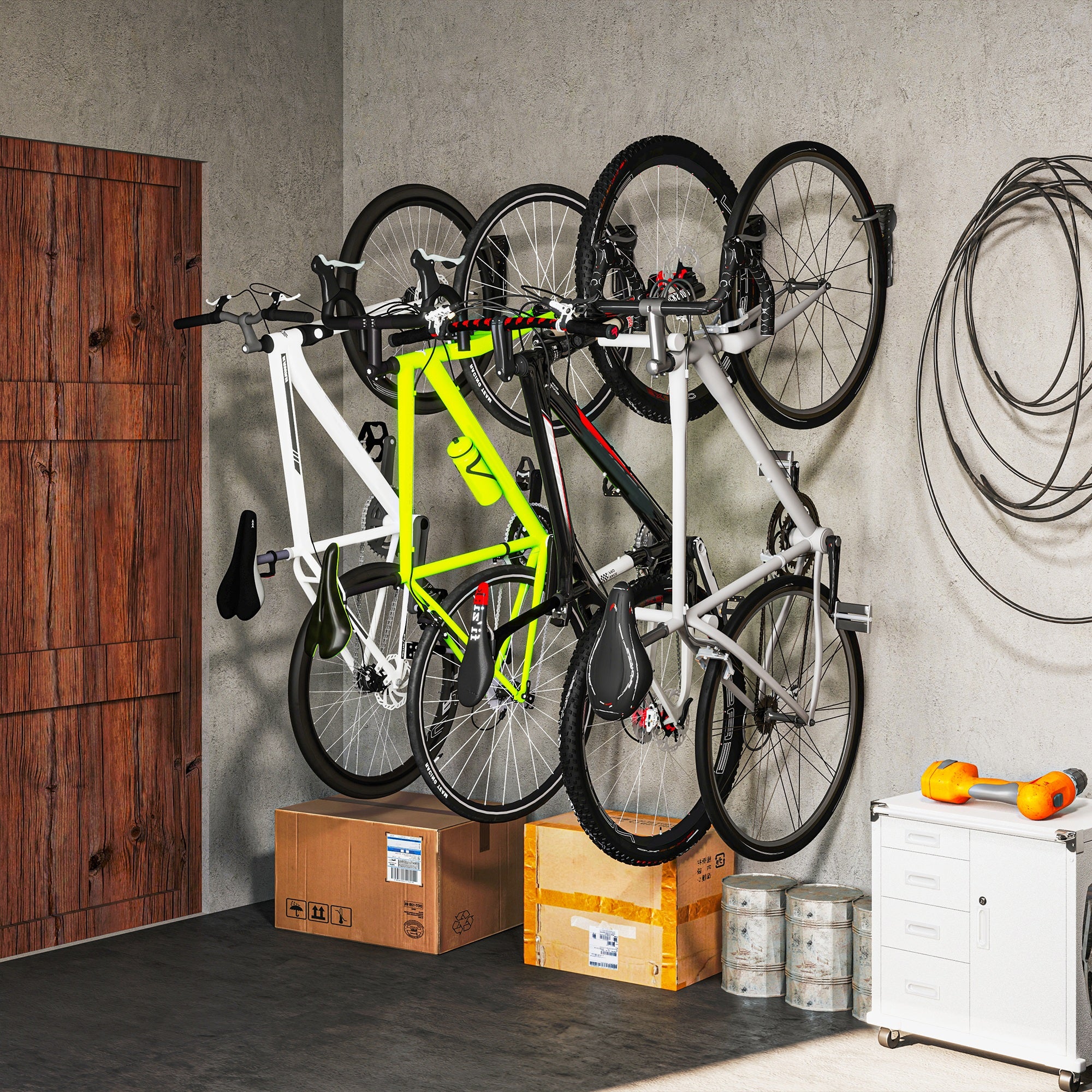 SPORTNOW 4er Set Fahrrad Wandhalterung Vertikal mit 30 kg Tragkraft klappbar für 4 Fahrräder Schwarz