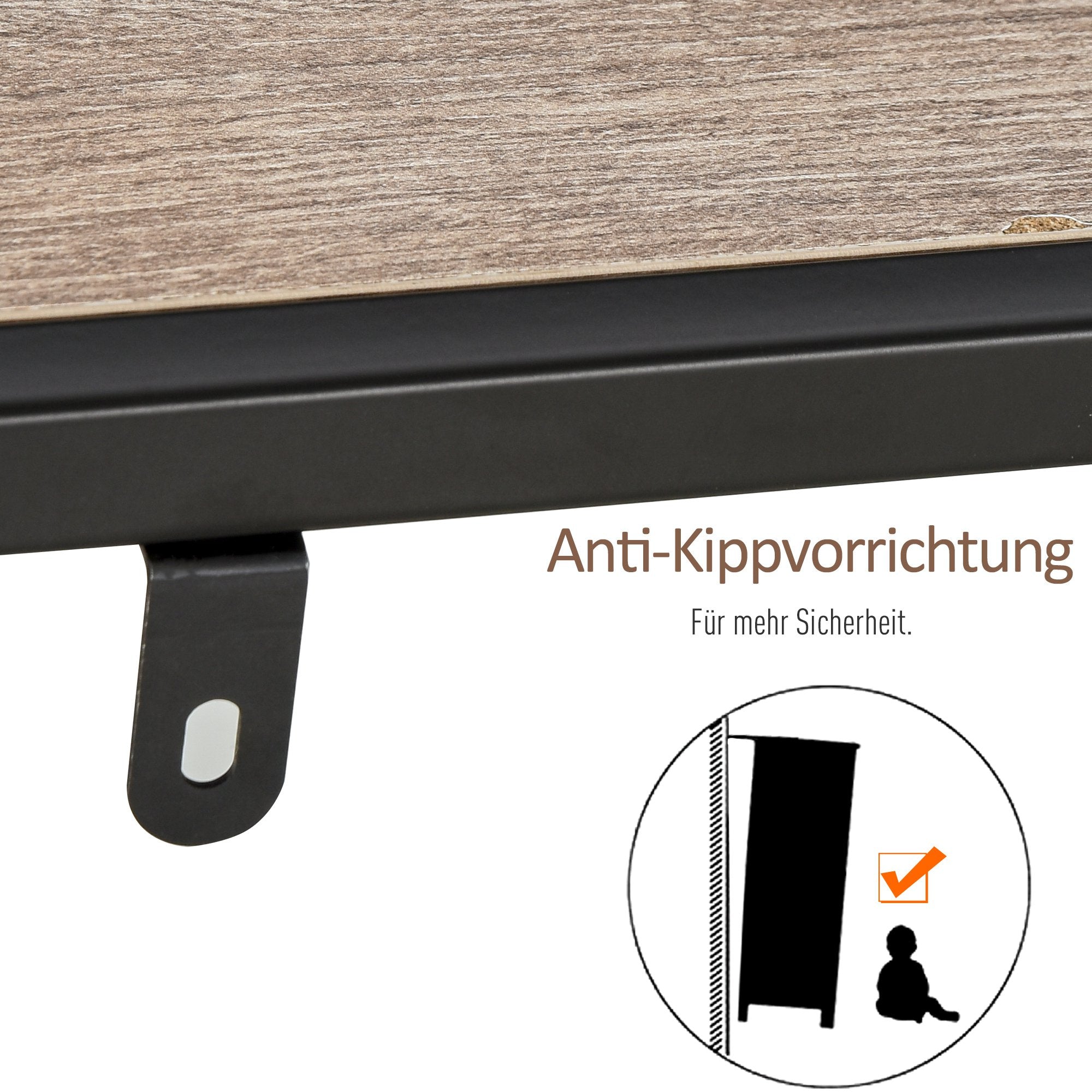 HOMCOM Standregal, Bücherregal Lagerregal Industrieller Stil, Aktenregal, Küchenregal, P2 Spanplatte, Metall, Schwarz+helle Eiche, 120 x 32 x 95 cm