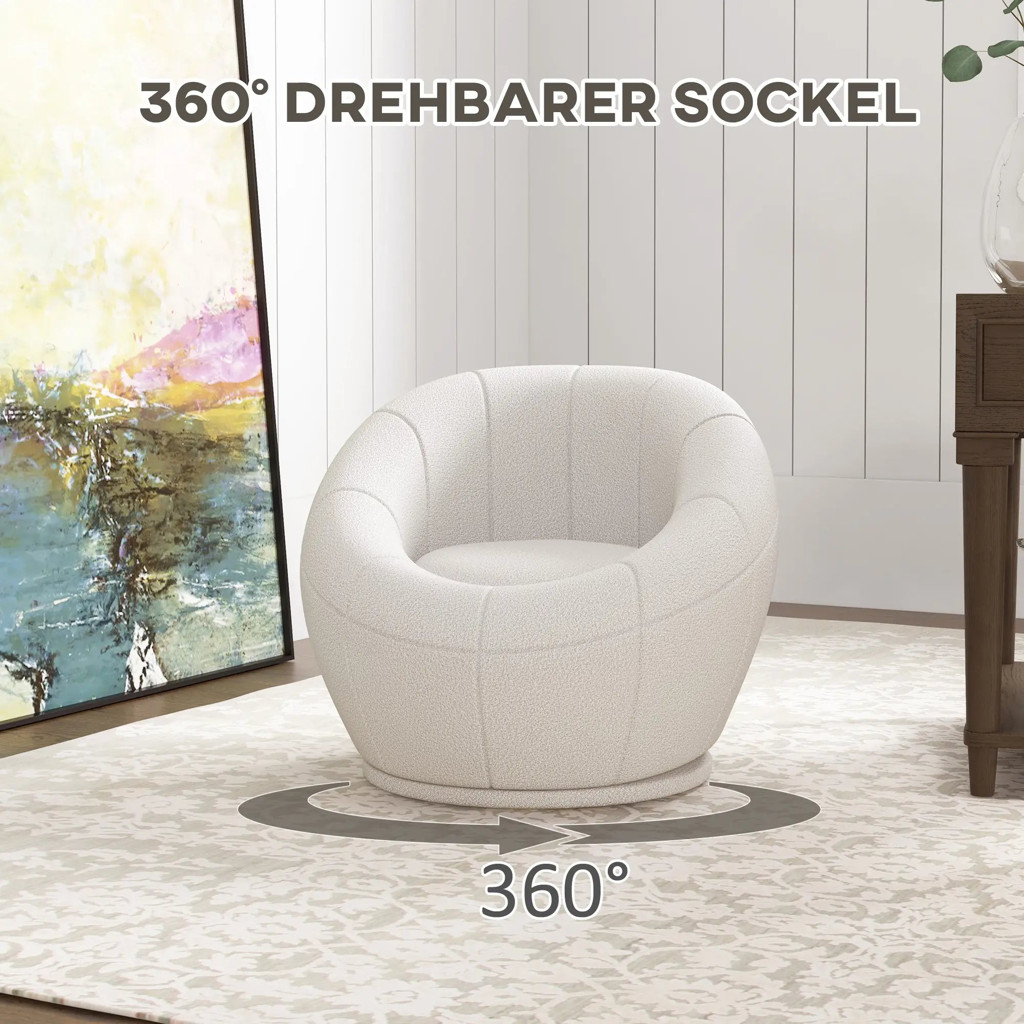 HOMCOM Kindersessel drehbar Teddyfell Relaxsessel Weiß