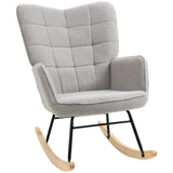 HOMCOM Schaukelstuhl, ergonomische Form, Echtholzkufen, bis 120 kg, Hellblau, 71cm x 98cm x 101cm, 71cm x 98cm x 101cm, 71cm x 98cm x 101cm, 71cm x 98cm x 101cm
