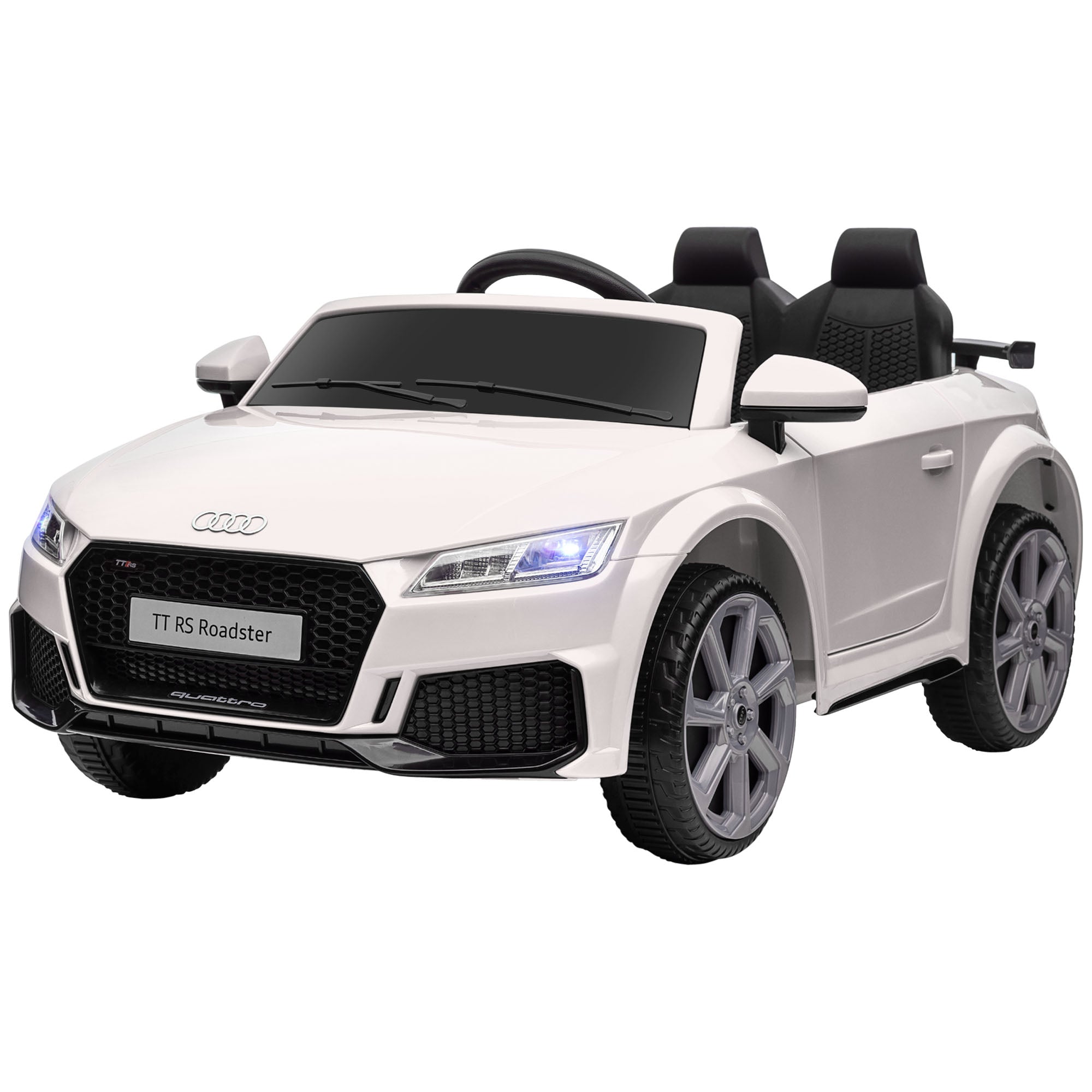 HOMCOM Kinder-Elektroauto, Audi TT RS Roadster, 3 km/h, Fernbedienung, LED, USB, Weiß